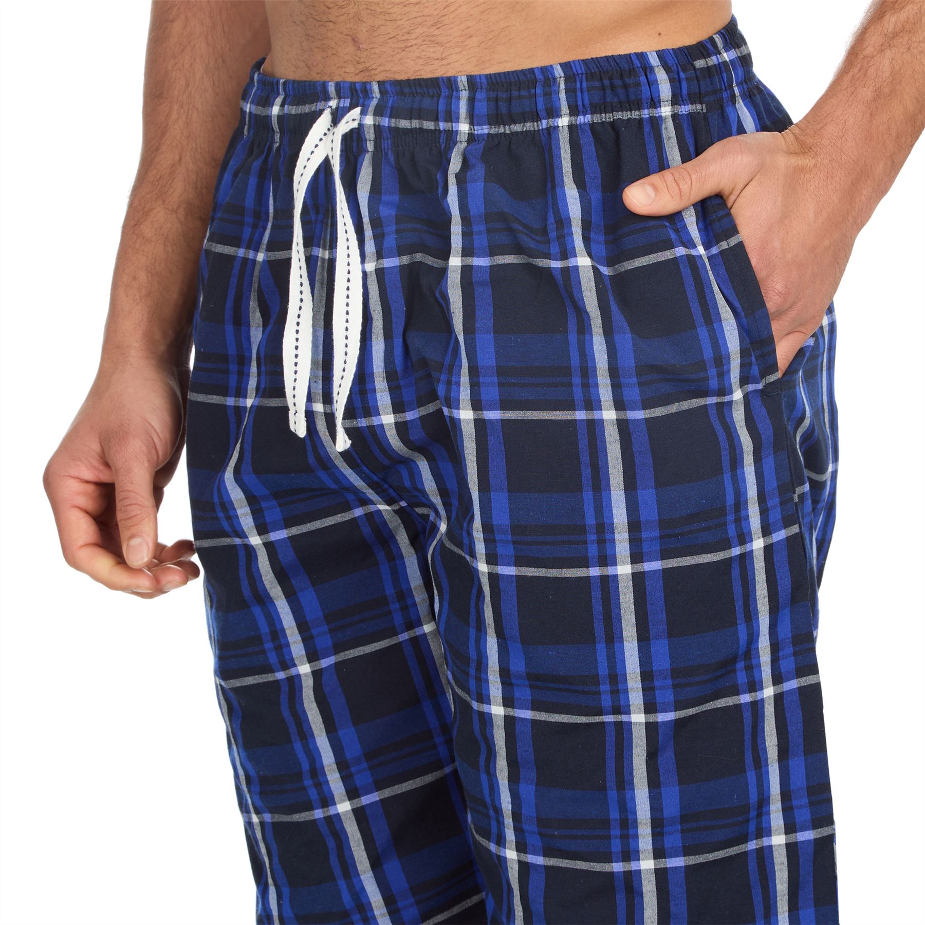 Mens Pyjama Shorts Woven Check Short Pyjamas Bottoms Pants Nightwear - Picture 21 of 35
