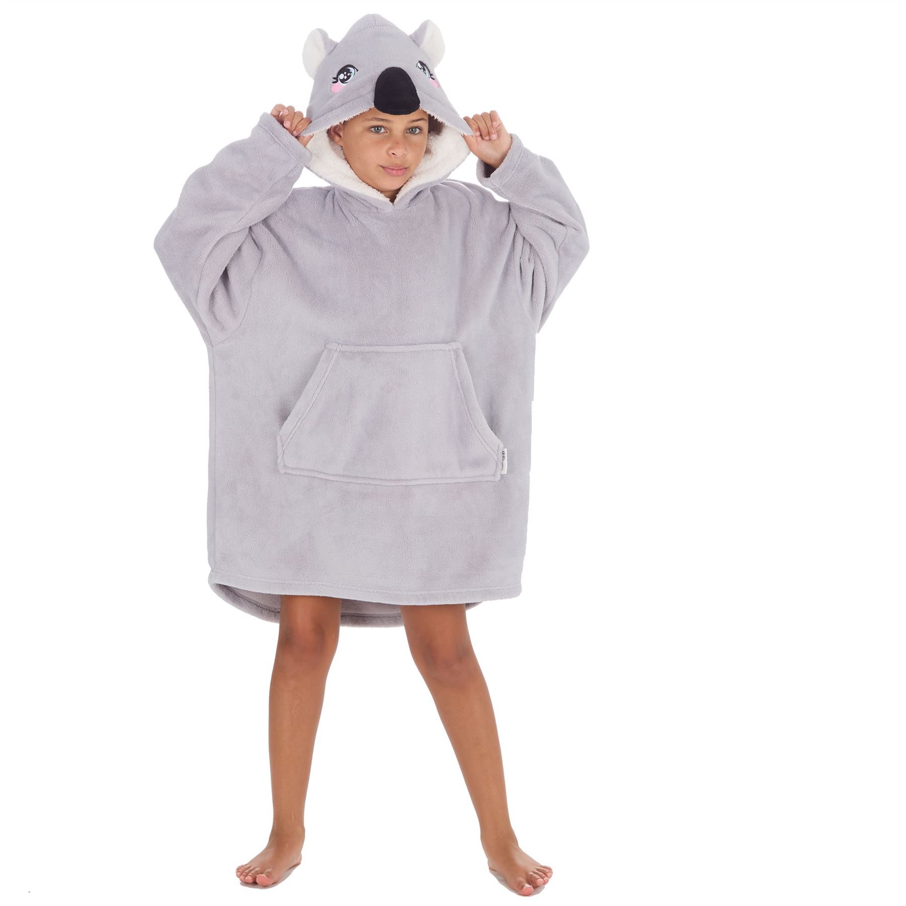 Kids Oversized Animal Fleece Hoodie Boys Girls 3D Hooded Snuggle Jumper - Picture 2 of 16