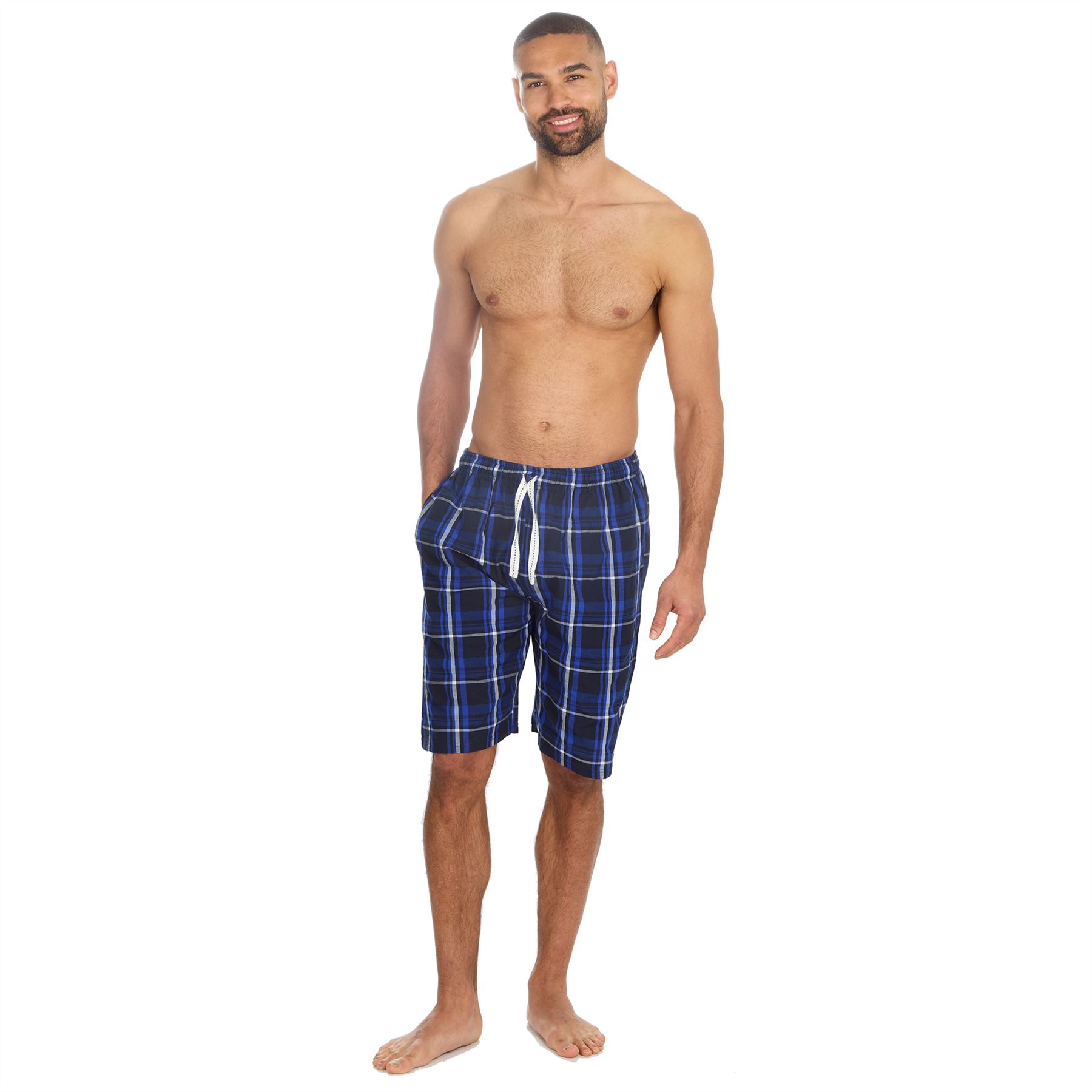 Mens Pyjama Shorts Woven Check Short Pyjamas Bottoms Pants Nightwear - Picture 18 of 35