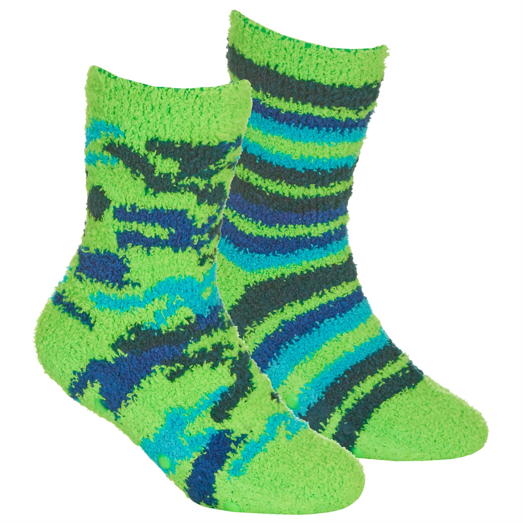 Babies Kids Fluffy Socks Cosy Warm Fuzzy Slipper Bed Sock with Grips (4 Pairs) - Picture 64 of 74