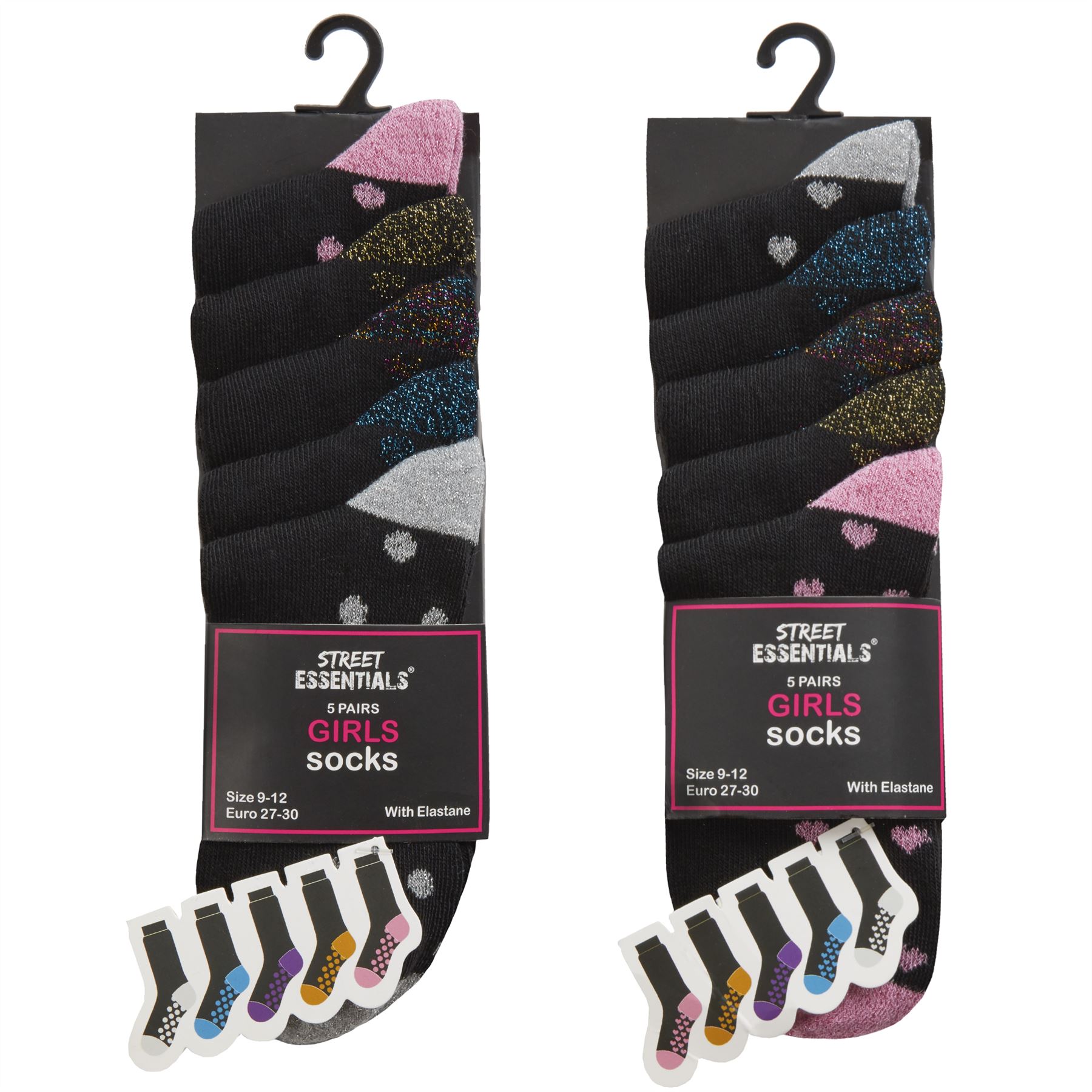 Girls Glitter Socks Kids Childrens Sparkly Cotton Blend Ankle Sock 5 or 10 Pairs - Picture 7 of 7