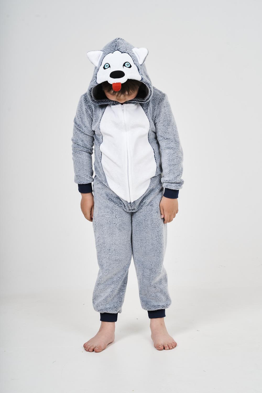 Kids Novelty Animal 1Onezie Soft Coral Fleece 3D All in One Sleepsuit with Hood - Picture 32 of 88