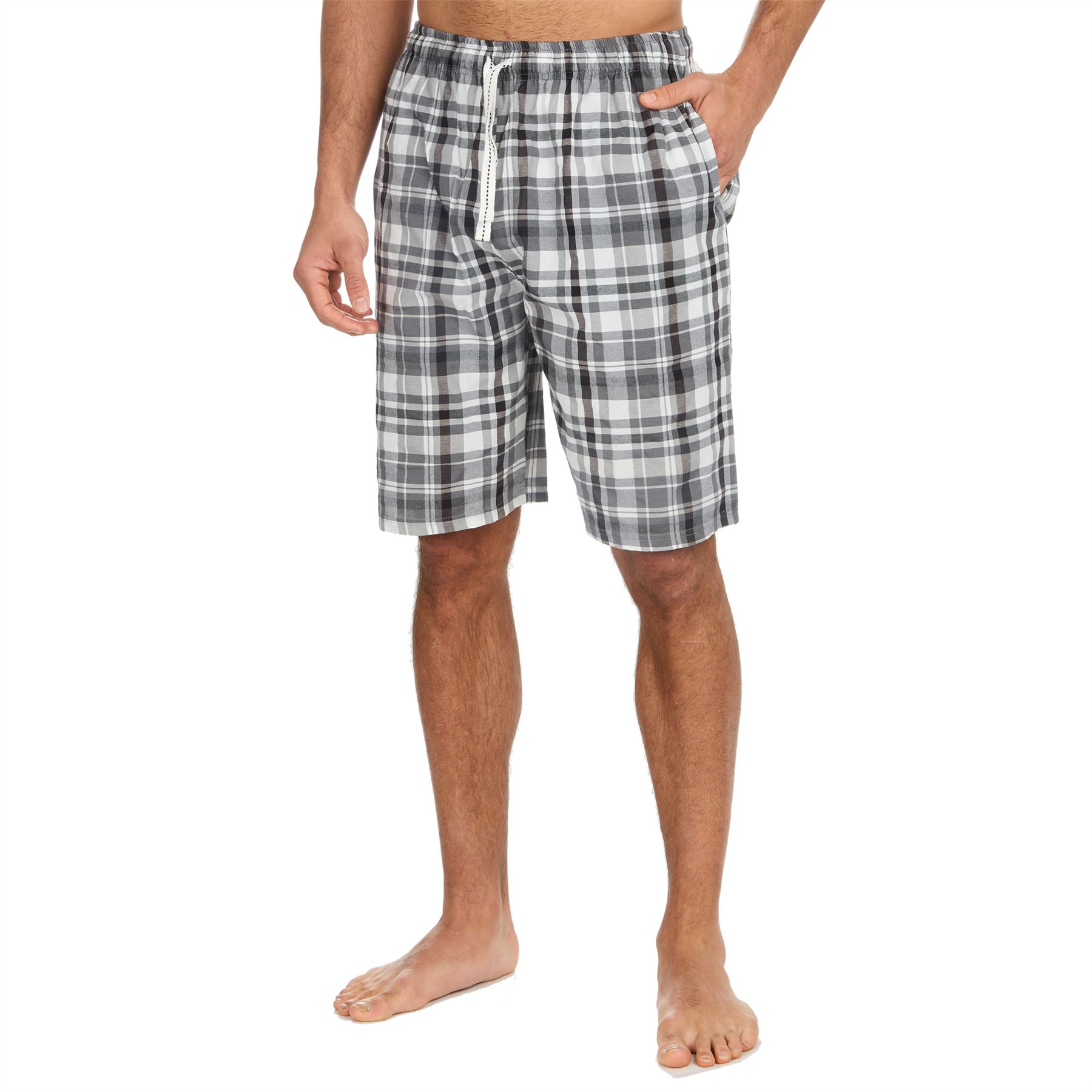 Mens Pyjama Shorts Woven Check Short Pyjamas Bottoms Pants Nightwear - Picture 10 of 35