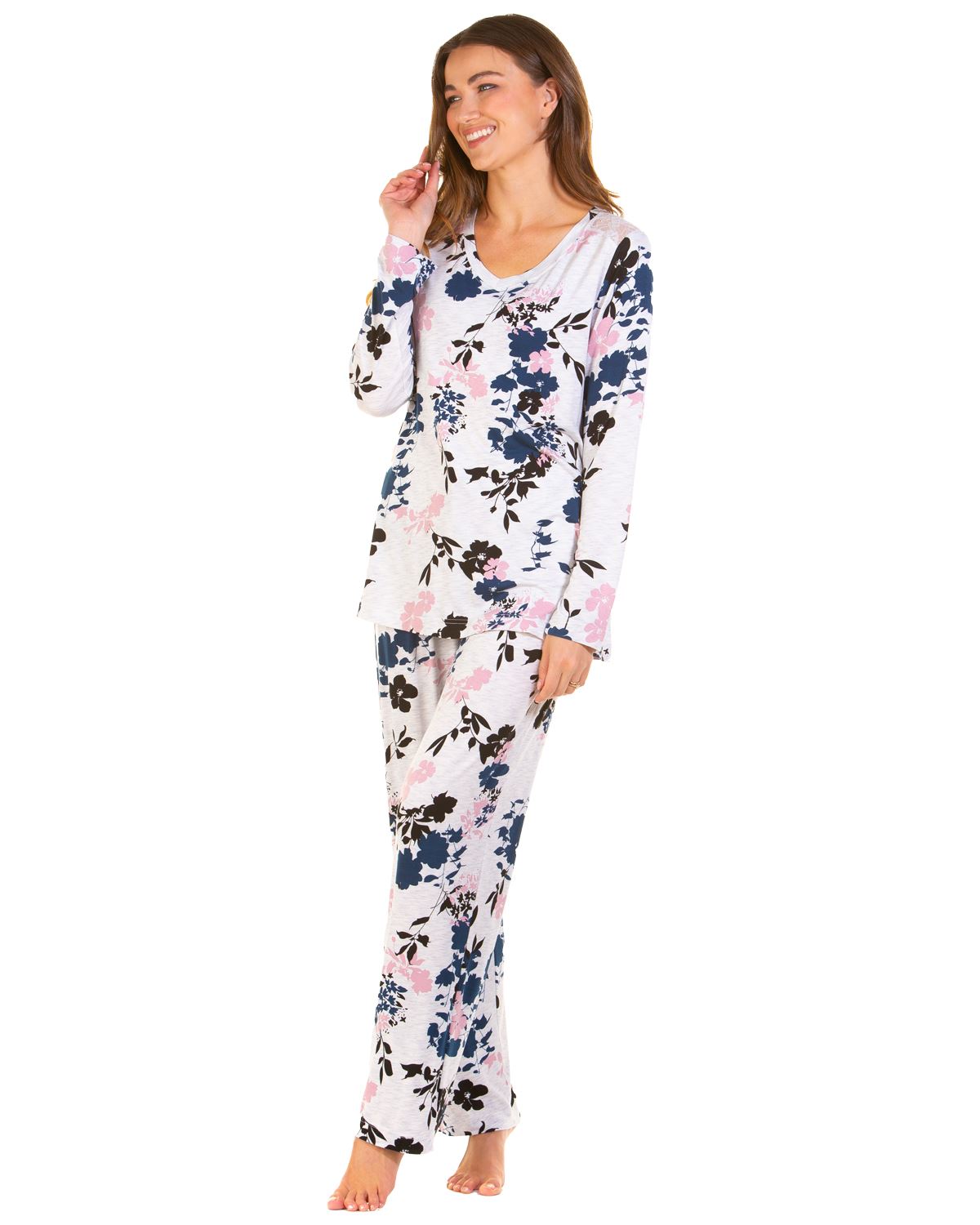 Conjunto de pijama de encaje de bambú hipoalergénico transpirable manga larga La Marquise - Imagen 4 de 9