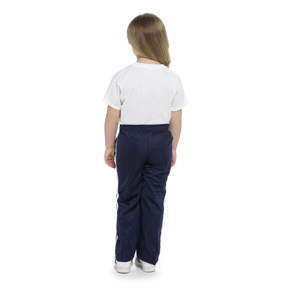 Kids Jogger Bottoms Boys Girls Casual Side Stripe Leisure Loose Leg PE Trousers - Picture 7 of 9