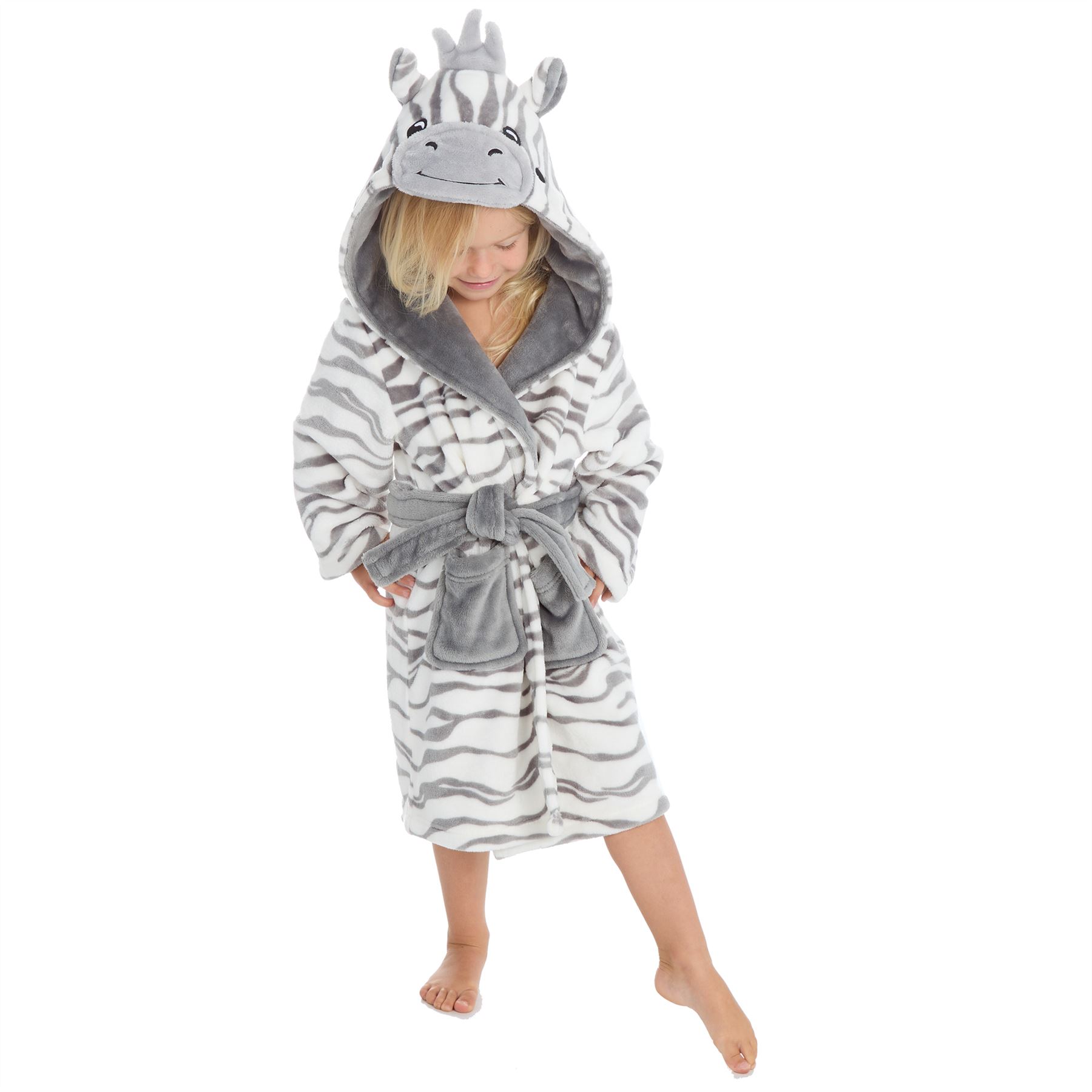 Baby Toddlers Bathrobe Infant Kid Soft Coral Fleece Hooded Dressing Gown - Picture 93 of 103