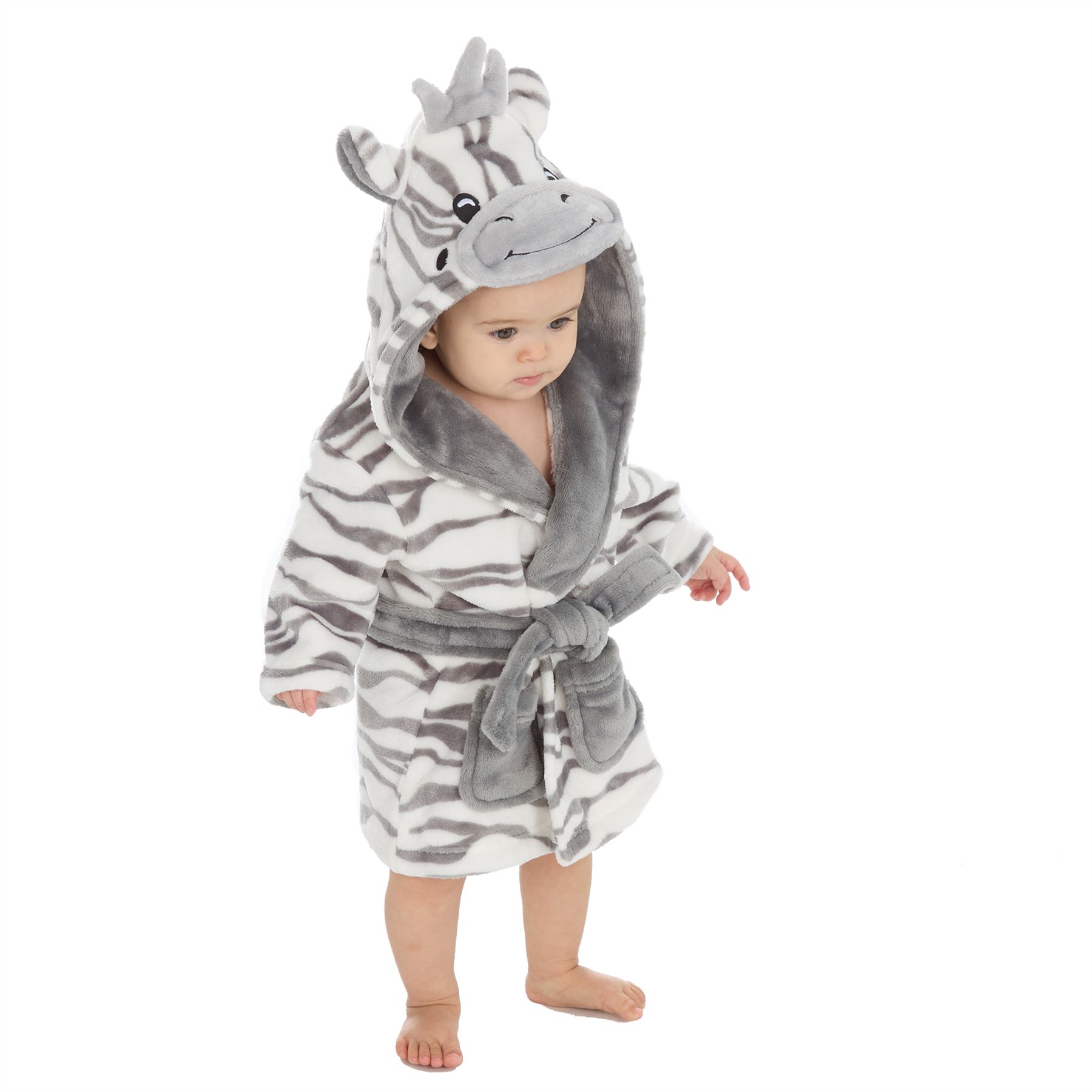Baby Toddlers Bathrobe Infant Kid Soft Coral Fleece Hooded Dressing Gown - Picture 90 of 103