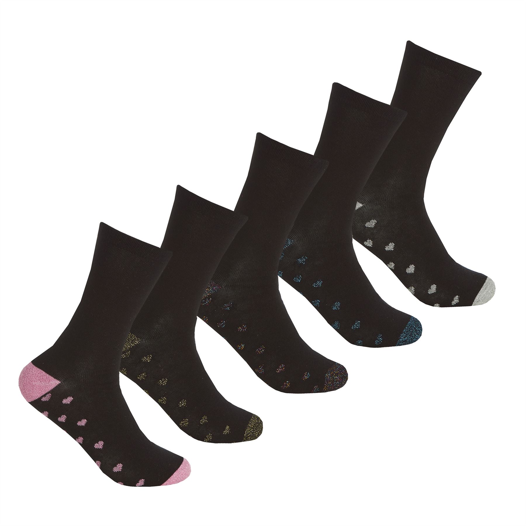Girls Glitter Socks Kids Childrens Sparkly Cotton Blend Ankle Sock 5 or 10 Pairs - Picture 2 of 7