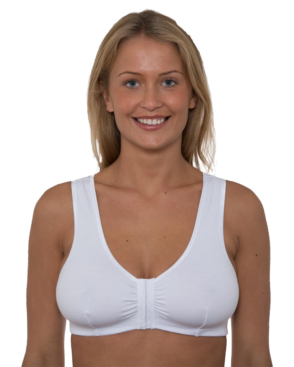 Gemm Mastektomie BH Damen BH ohne Bügel Baumwolle Frontverschluss mit Cup Taschen - Bild 8 von 10