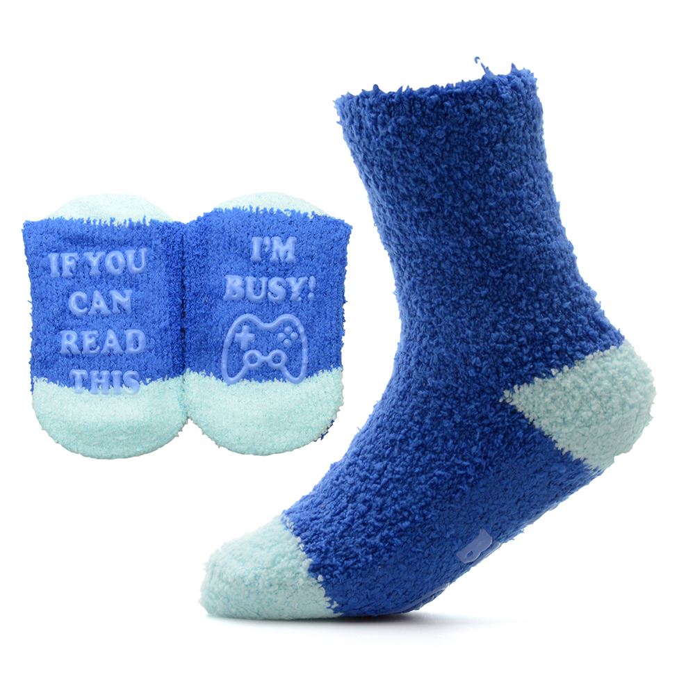Slogan Sole Cosy Socks Kids Boys Girls Fluffy Winter Novelty Sock (3 Pairs) - Picture 5 of 9