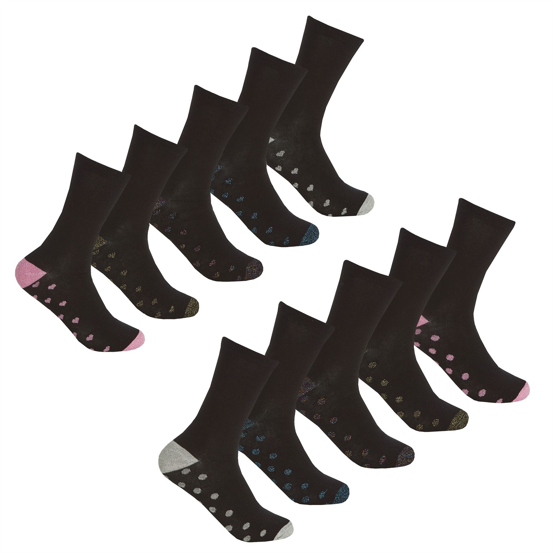 Girls Glitter Socks Kids Childrens Sparkly Cotton Blend Ankle Sock 5 or 10 Pairs - Picture 6 of 7