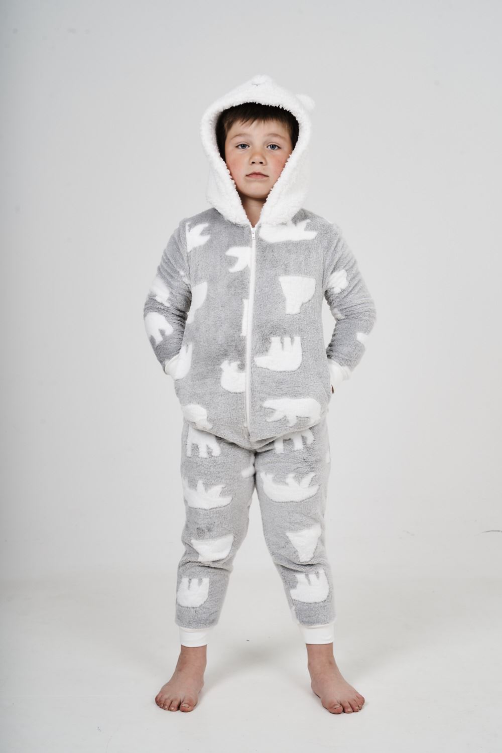 Kids Novelty Animal 1Onezie Soft Coral Fleece 3D All in One Sleepsuit with Hood - Picture 69 of 88