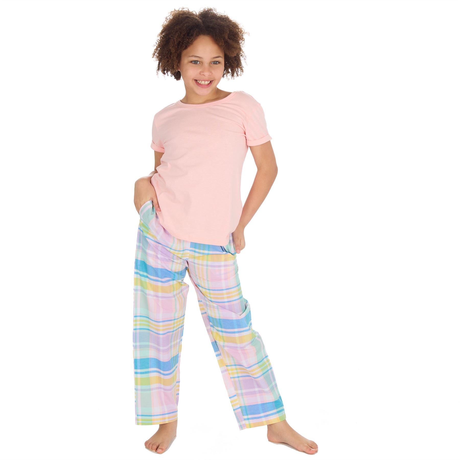 Girls Pajamas Short Sleeve Long Bottoms Sleep Nightwear Pajama Set PJs - Picture 11 of 31