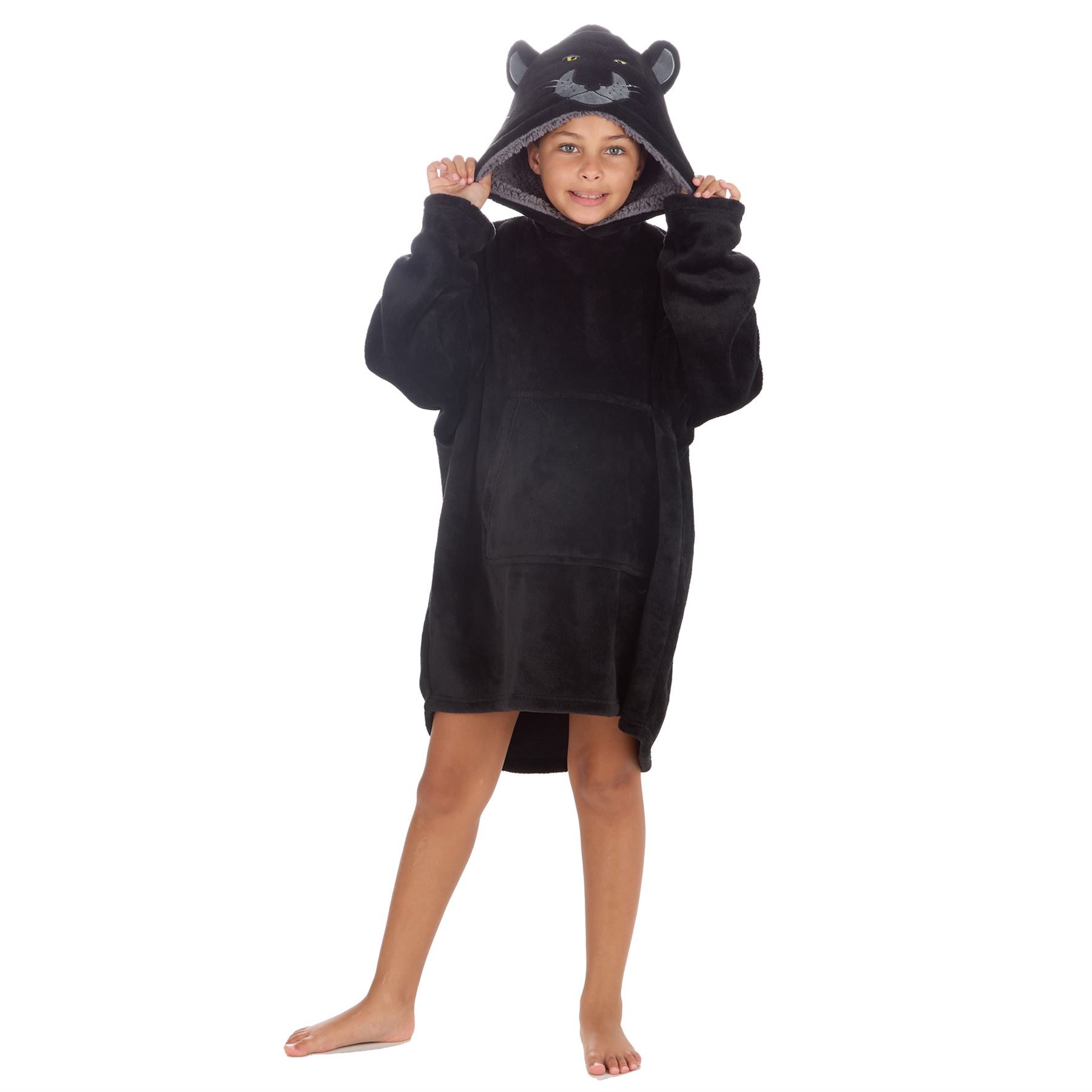 Kids Oversized Animal Fleece Hoodie Boys Girls 3D Hooded Snuggle Jumper - Picture 7 of 16