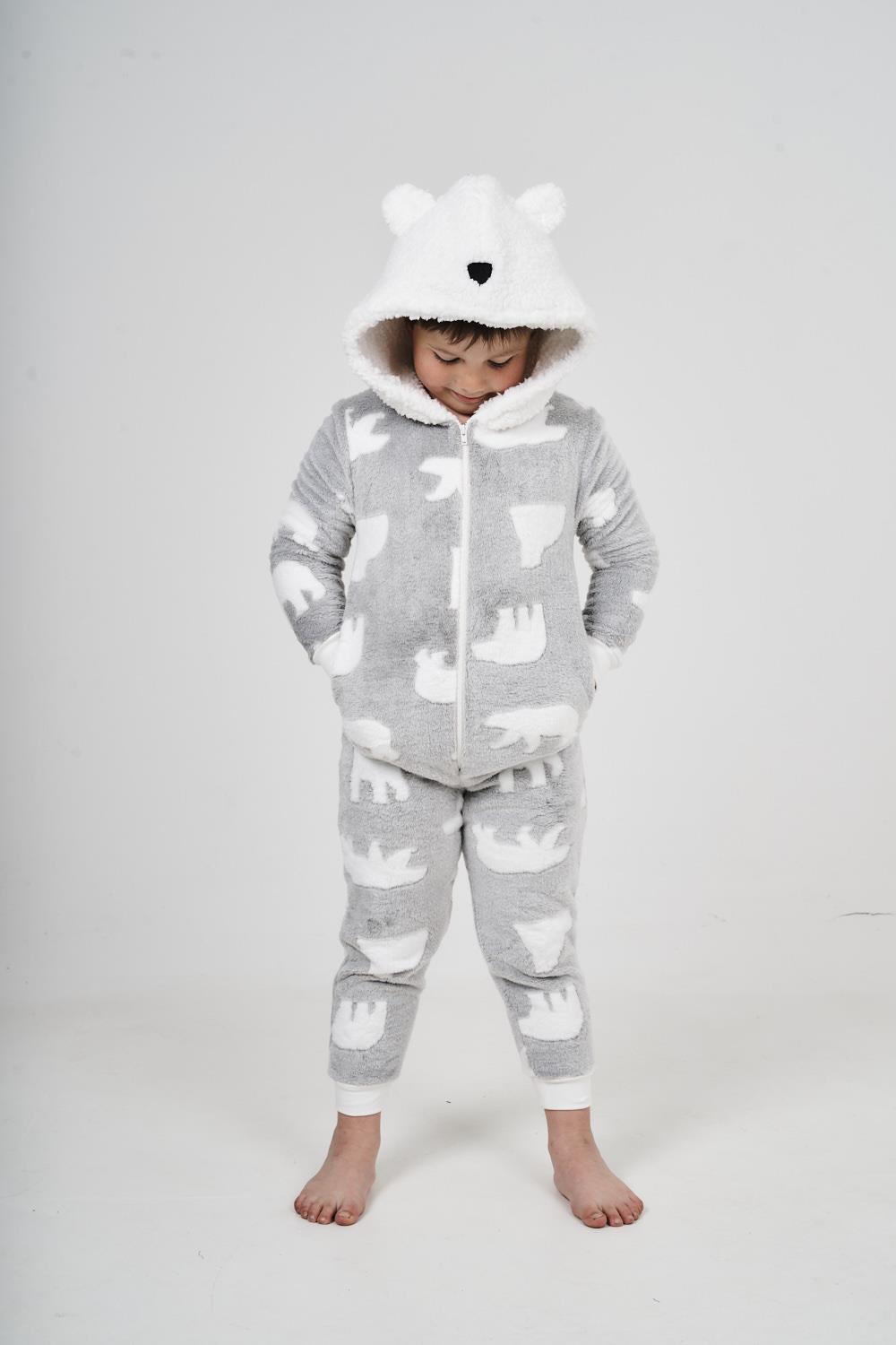 Kids Novelty Animal 1Onezie Soft Coral Fleece 3D All in One Sleepsuit with Hood - Picture 68 of 88