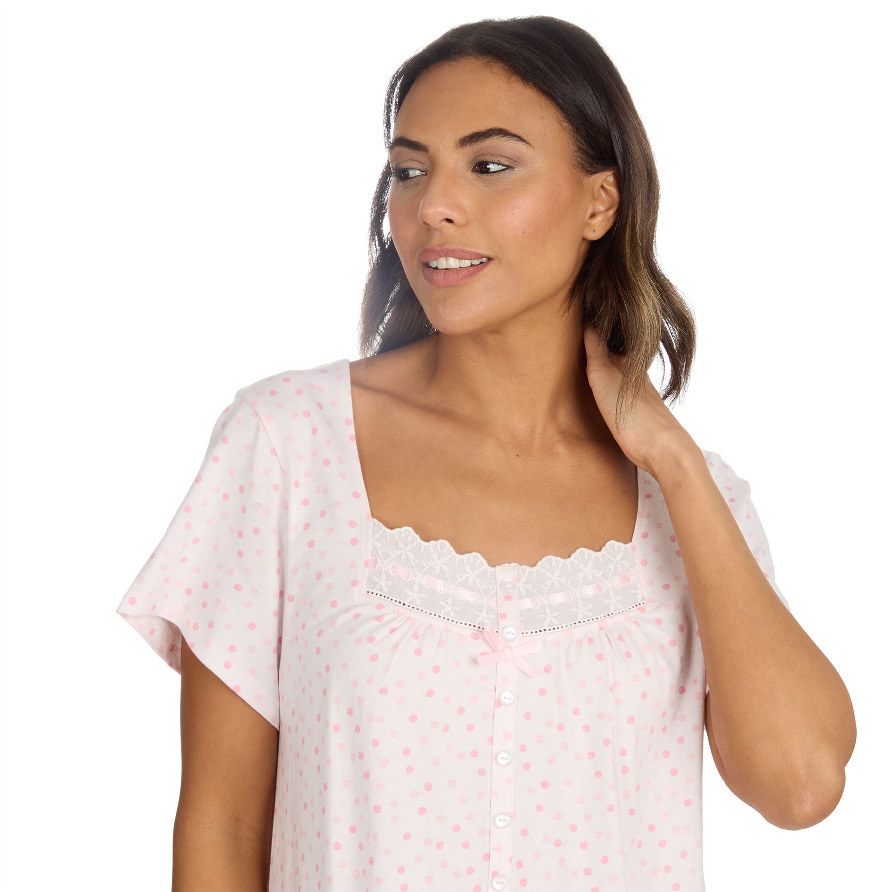 Cottonique Jersey Nightie Ladies 100% Cotton Soft Short Sleeve Nightdress - Picture 29 of 29