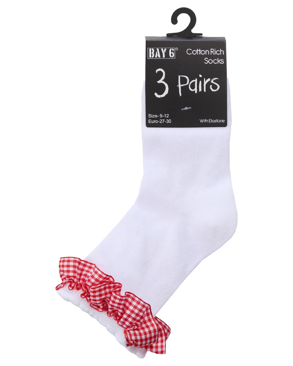 6 or 12 Pairs Girls Cotton Gingham Ankle Socks School - Picture 25 of 32
