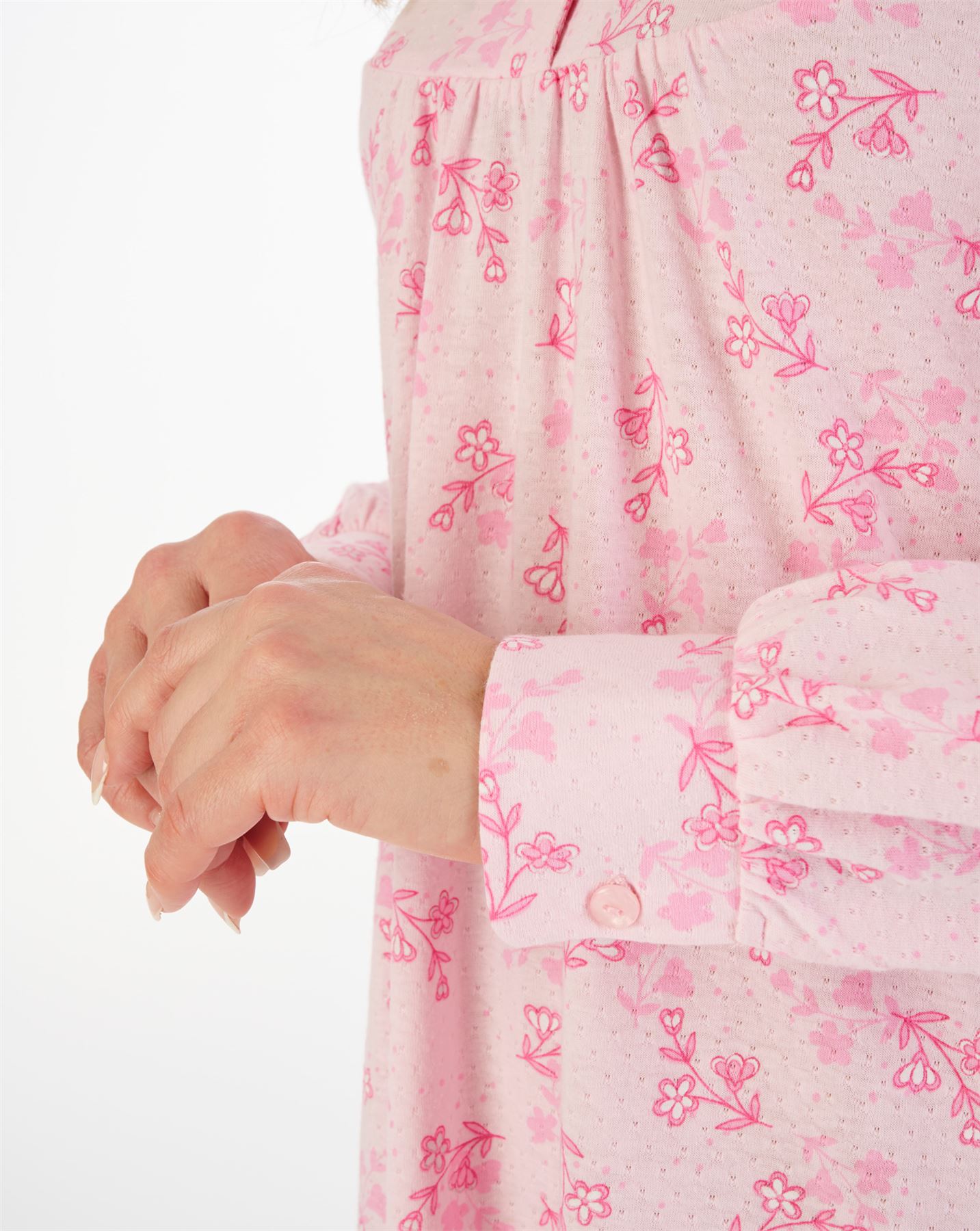 Camisón Slenderella Jersey Botón 46" Jacquard Floral Manga Larga - Imagen 7 de 7