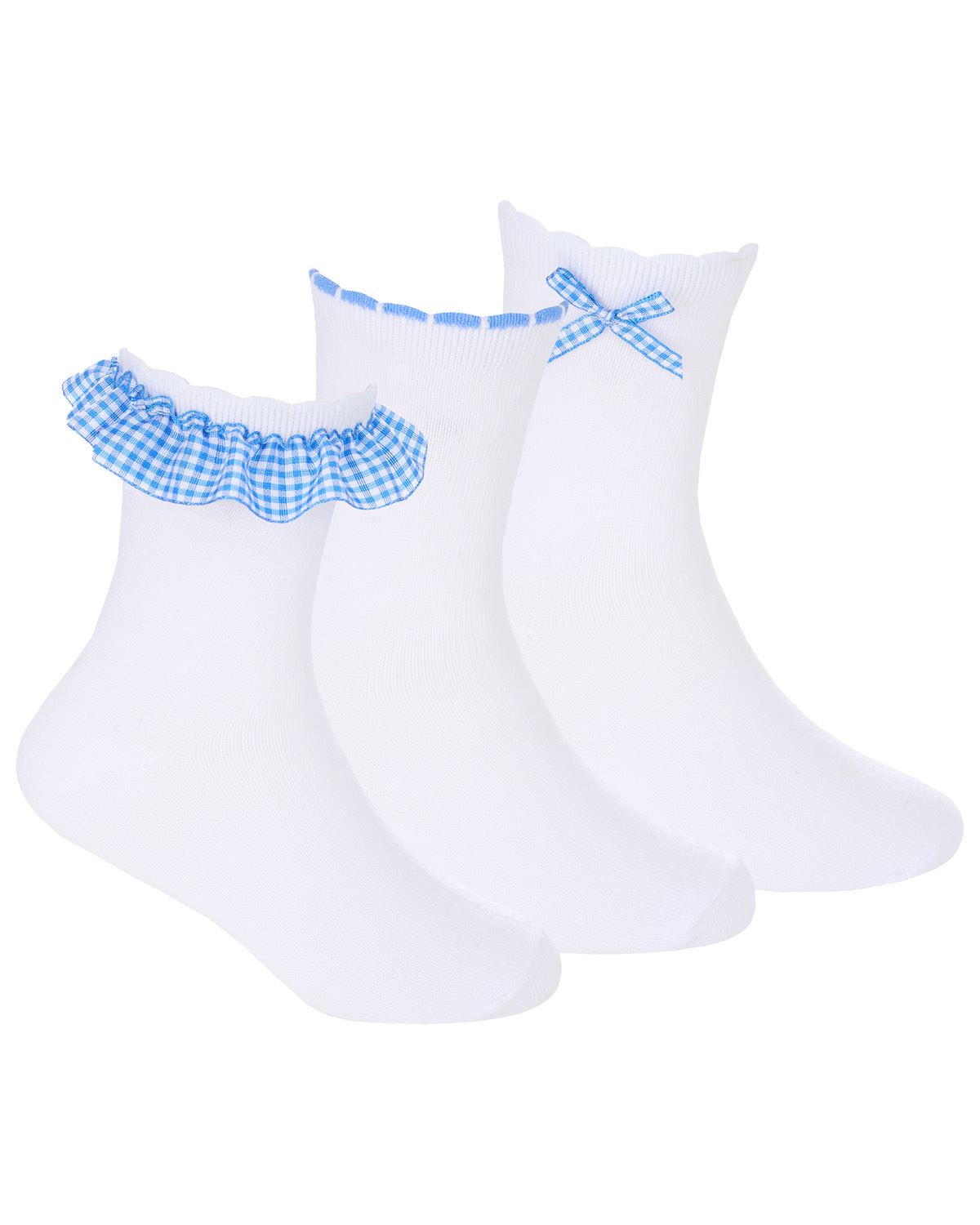 6 or 12 Pairs Girls Cotton Gingham Ankle Socks School - Picture 15 of 32