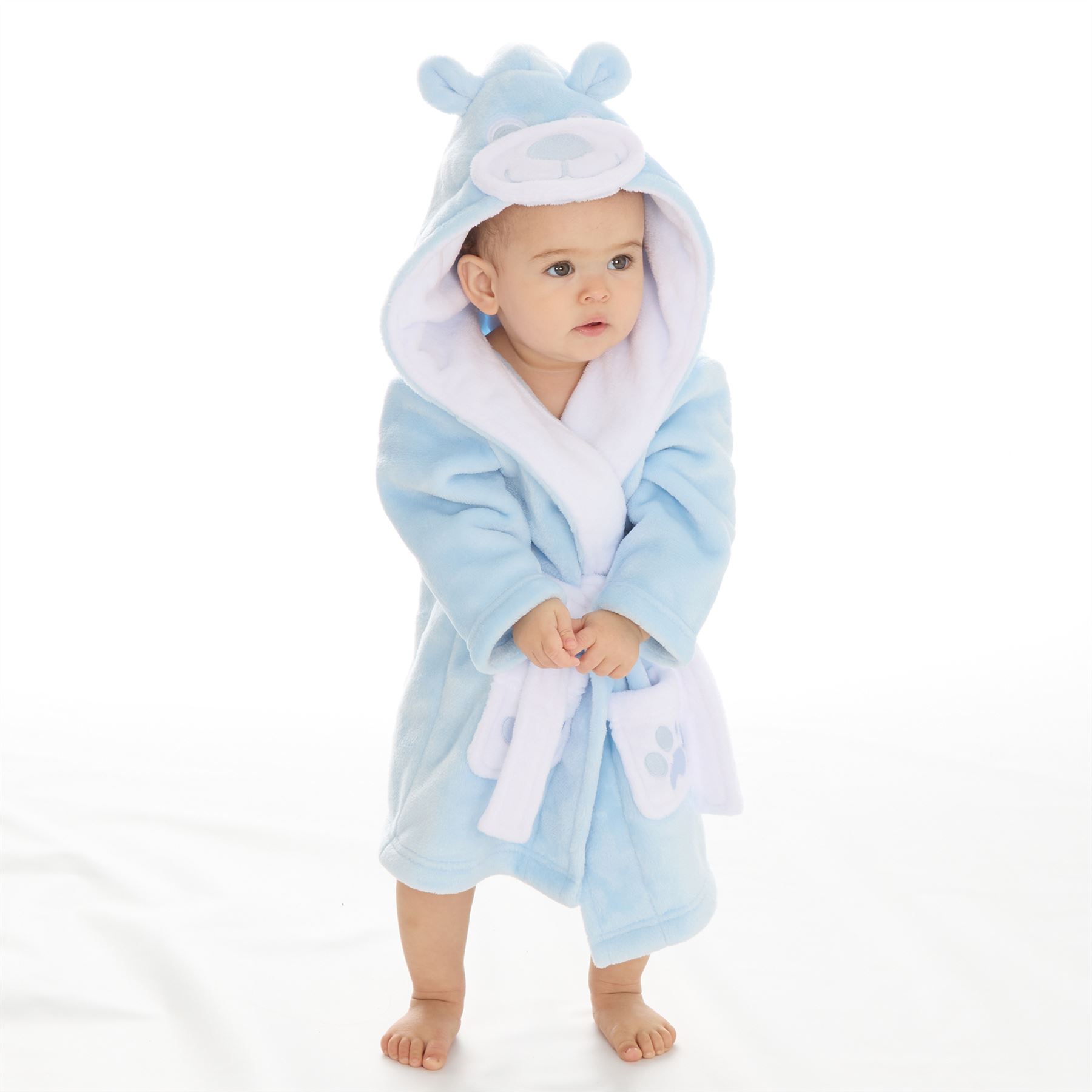 Baby Toddlers Bathrobe Infant Kid Soft Coral Fleece Hooded Dressing Gown - Picture 65 of 103