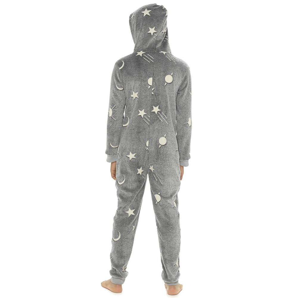 Glow In The Dark 1Onezie Kids Boys Girls Hooded All In One Zip Sleepsuit - Picture 11 of 22