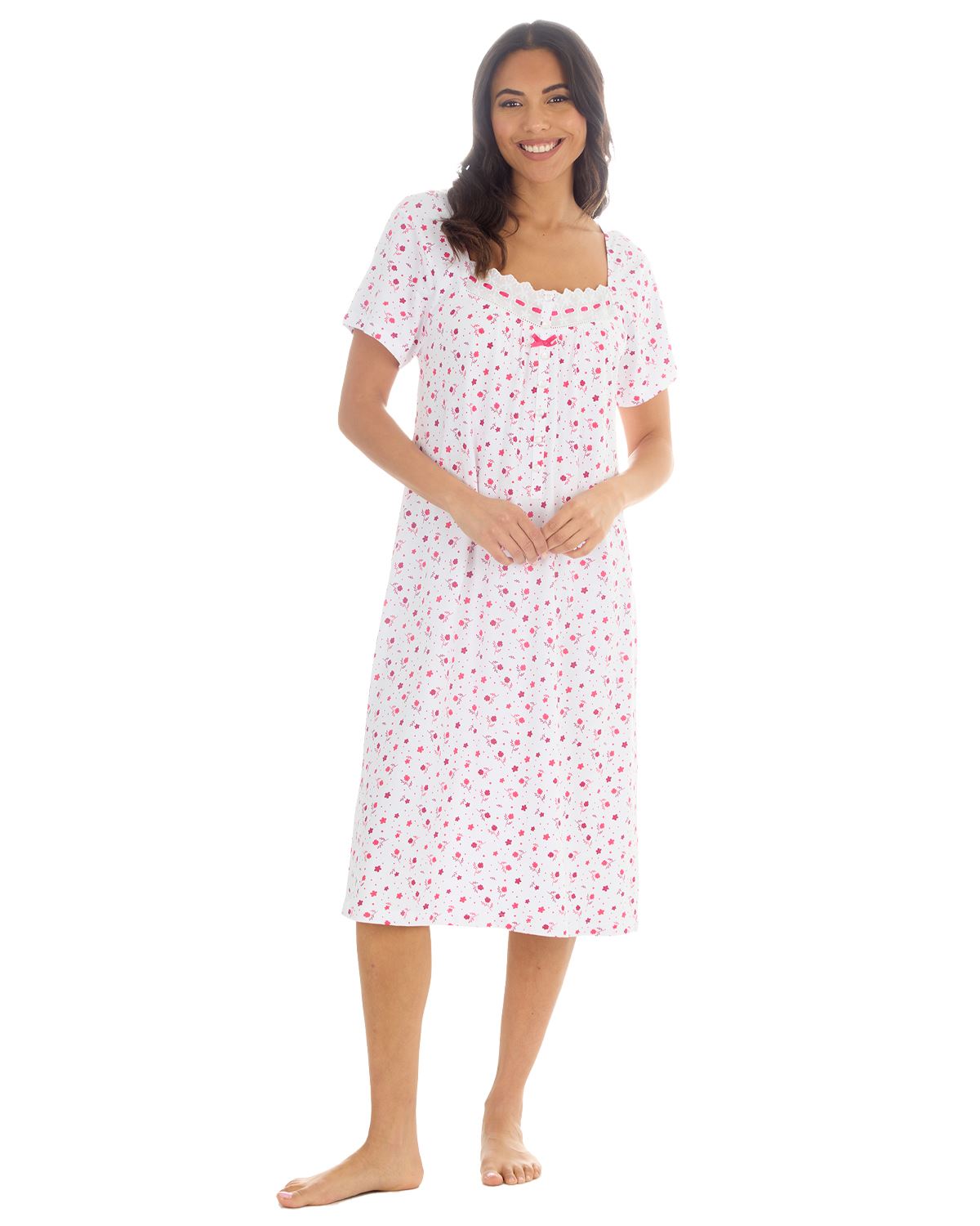 Cottonique Jersey Nightie Ladies 100% Cotton Soft Short Sleeve Nightdress - Picture 3 of 29