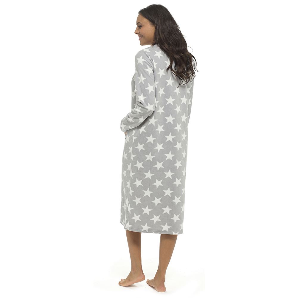 Womens Polar Fleece Nightie Ladies Long Sleeve Soft Touch Winter Nightdress - Picture 19 of 22
