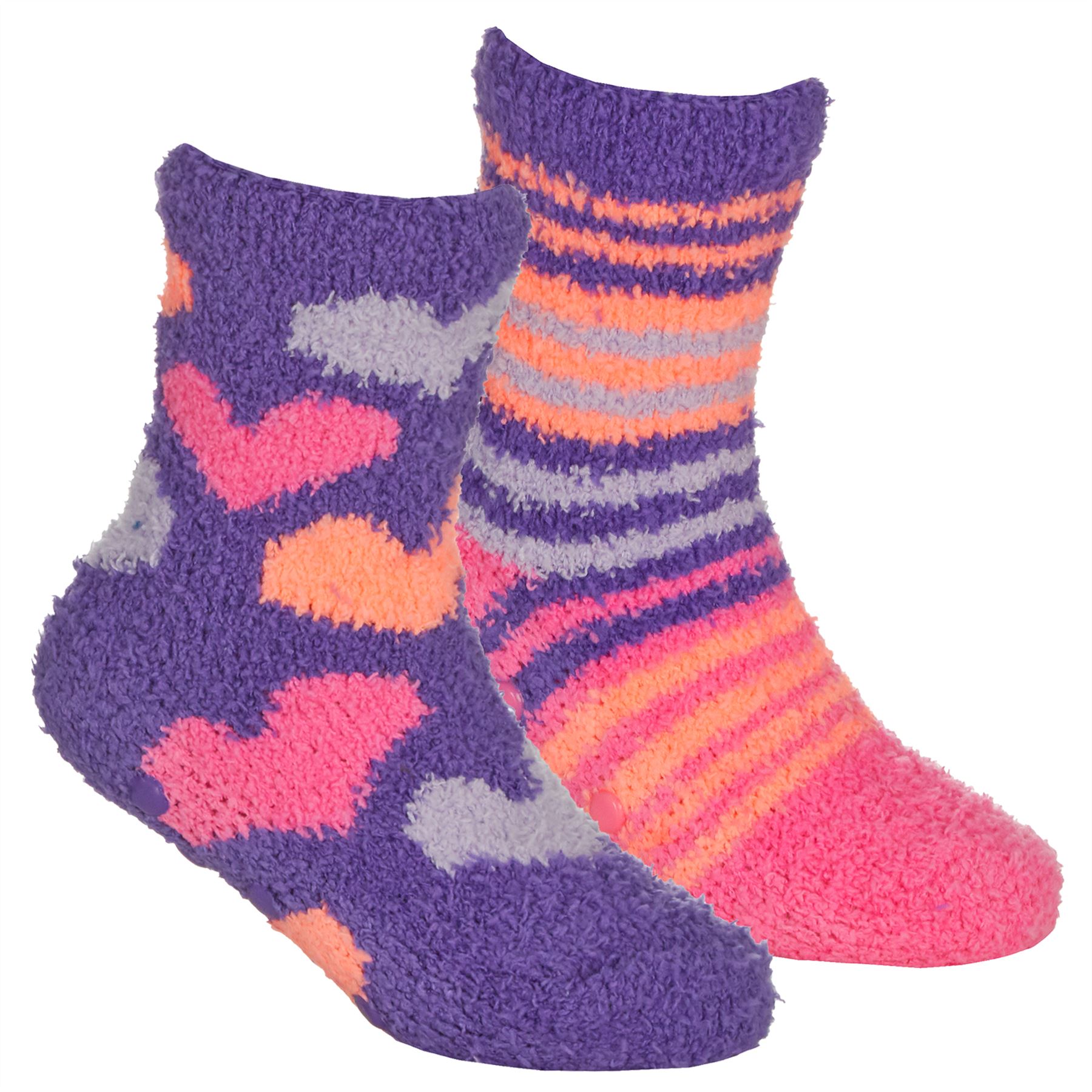 Babies Kids Fluffy Socks Cosy Warm Fuzzy Slipper Bed Sock with Grips (4 Pairs) - Picture 68 of 74