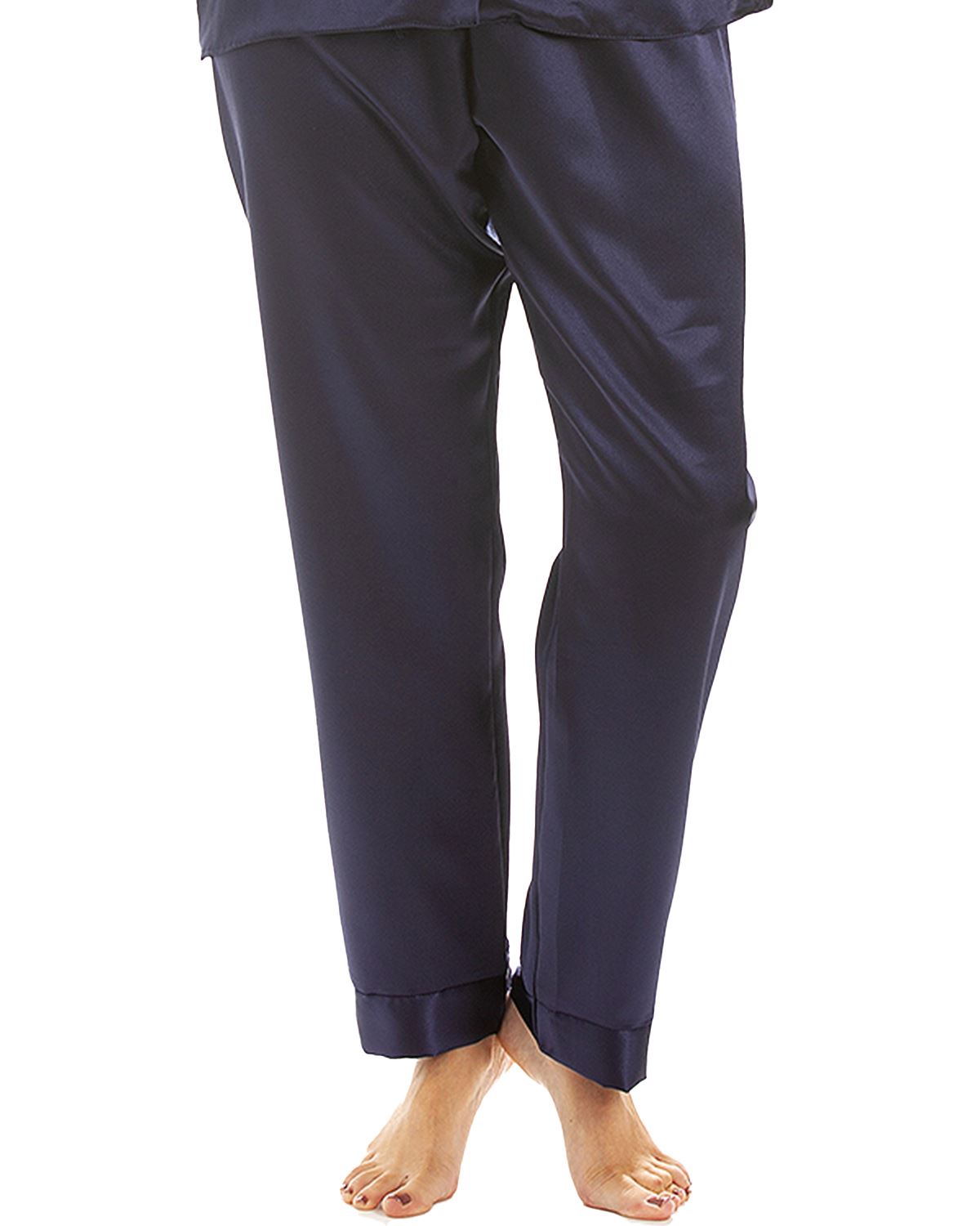 Traditional Satin Button Pyjamas Lady Olga Long Sleeve Button Through Pyjama Set - Picture 19 of 22