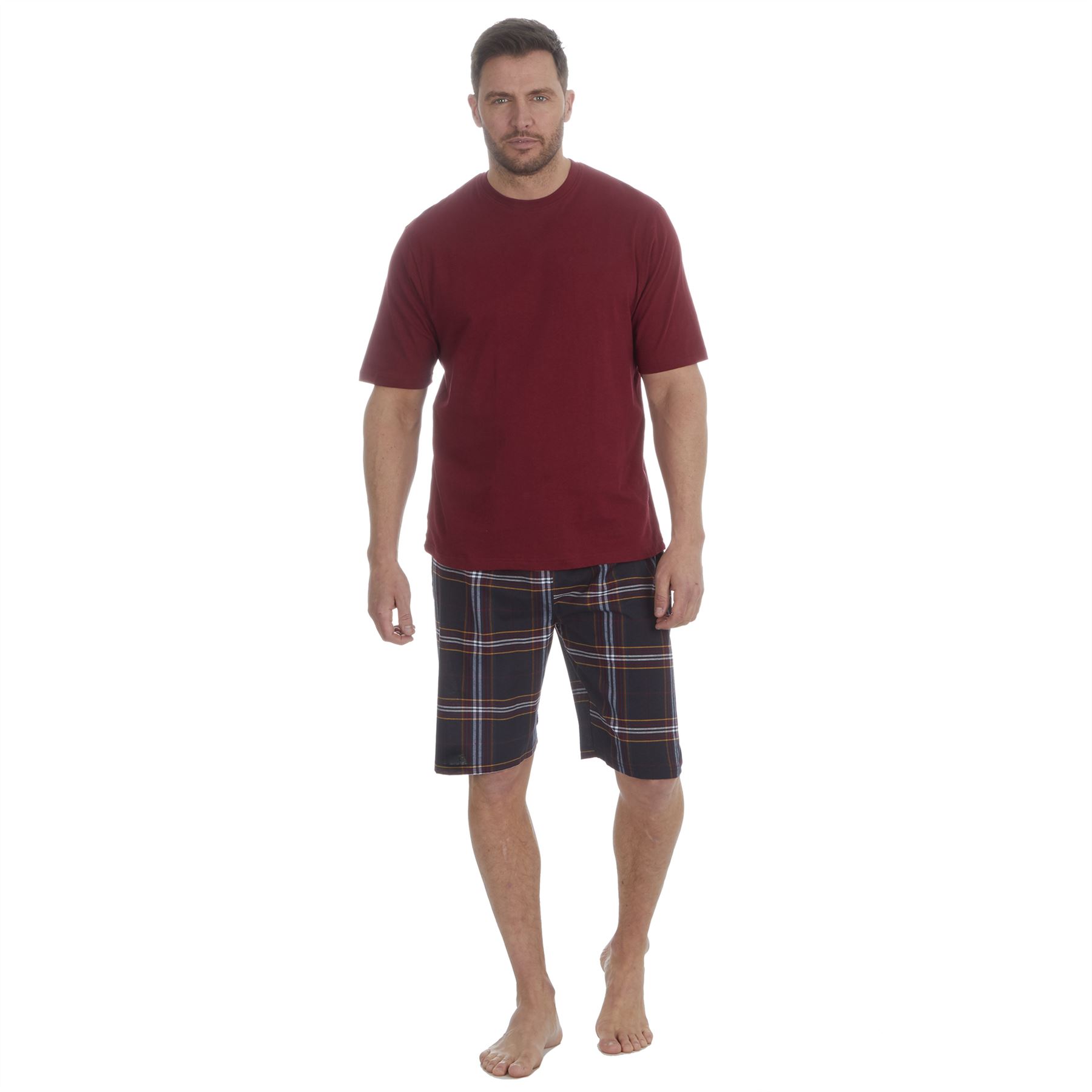 Mens Short Pyjamas Jersey Cotton Short Sleeve Pyjama Set Loose