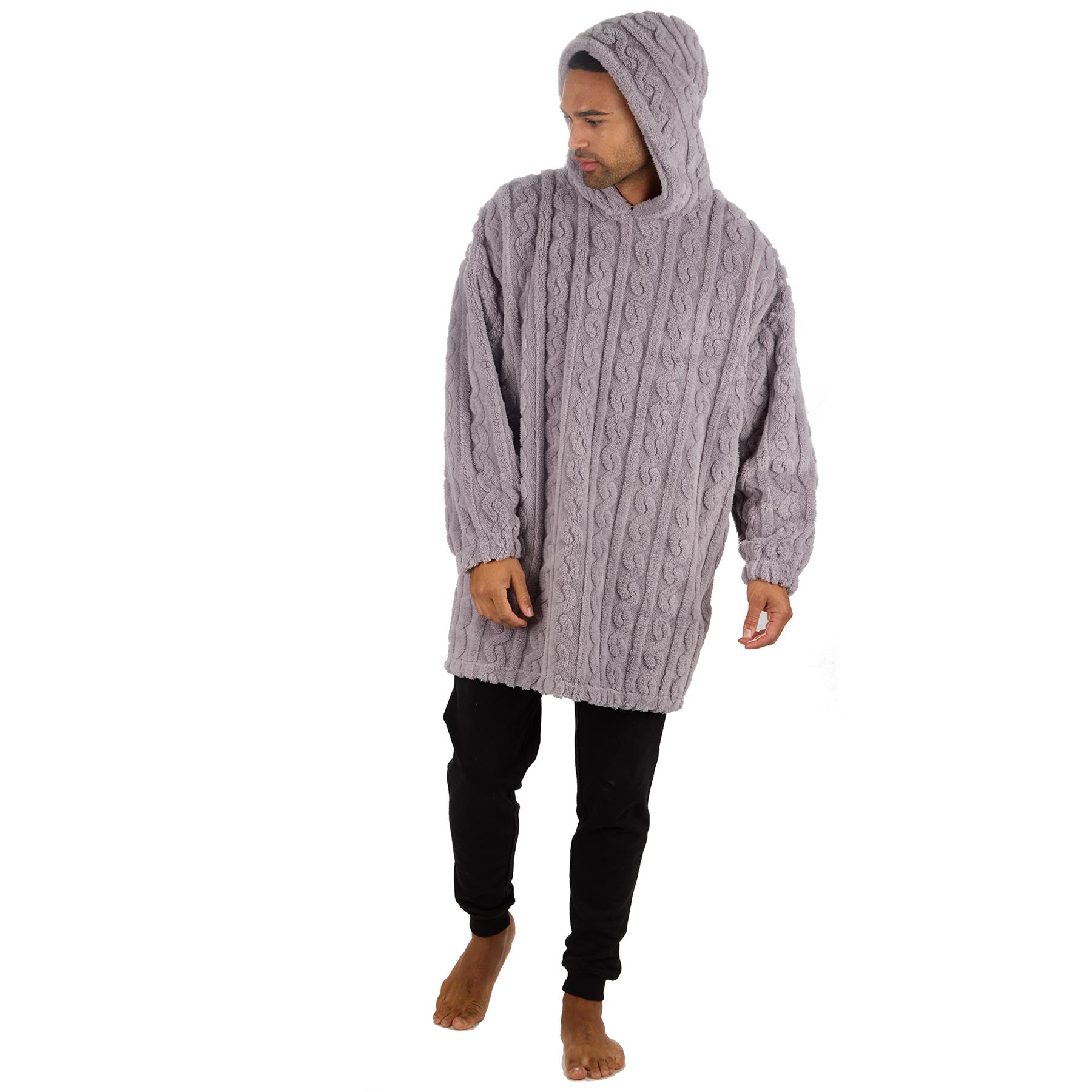 Sudadera con capucha Sherpa de gran tamaño para adultos cable polar con capucha acurrucarse salón manta jersey - Imagen 14 de 21