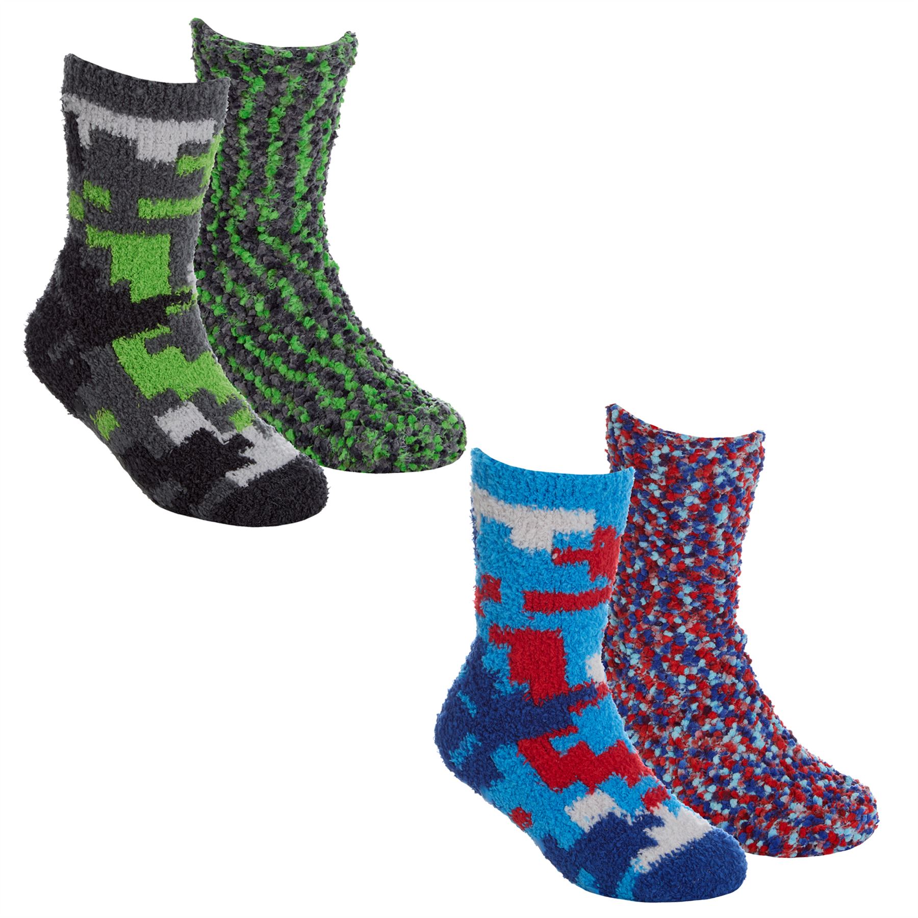 Babies Kids Fluffy Socks Cosy Warm Fuzzy Slipper Bed Sock with Grips (4 Pairs) - Picture 51 of 74