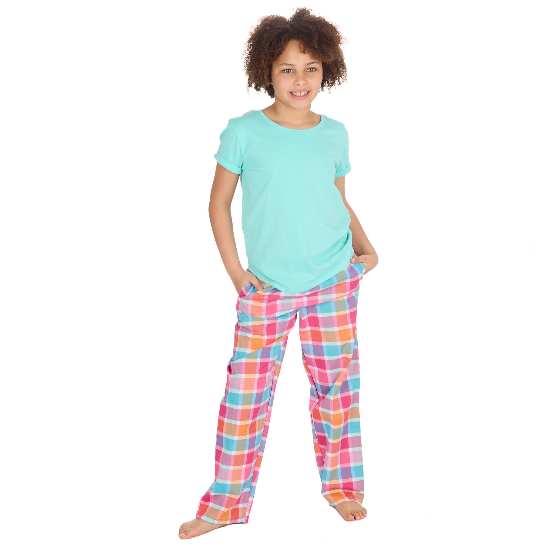 Girls Pajamas Short Sleeve Long Bottoms Sleep Nightwear Pajama Set PJs - Picture 7 of 31