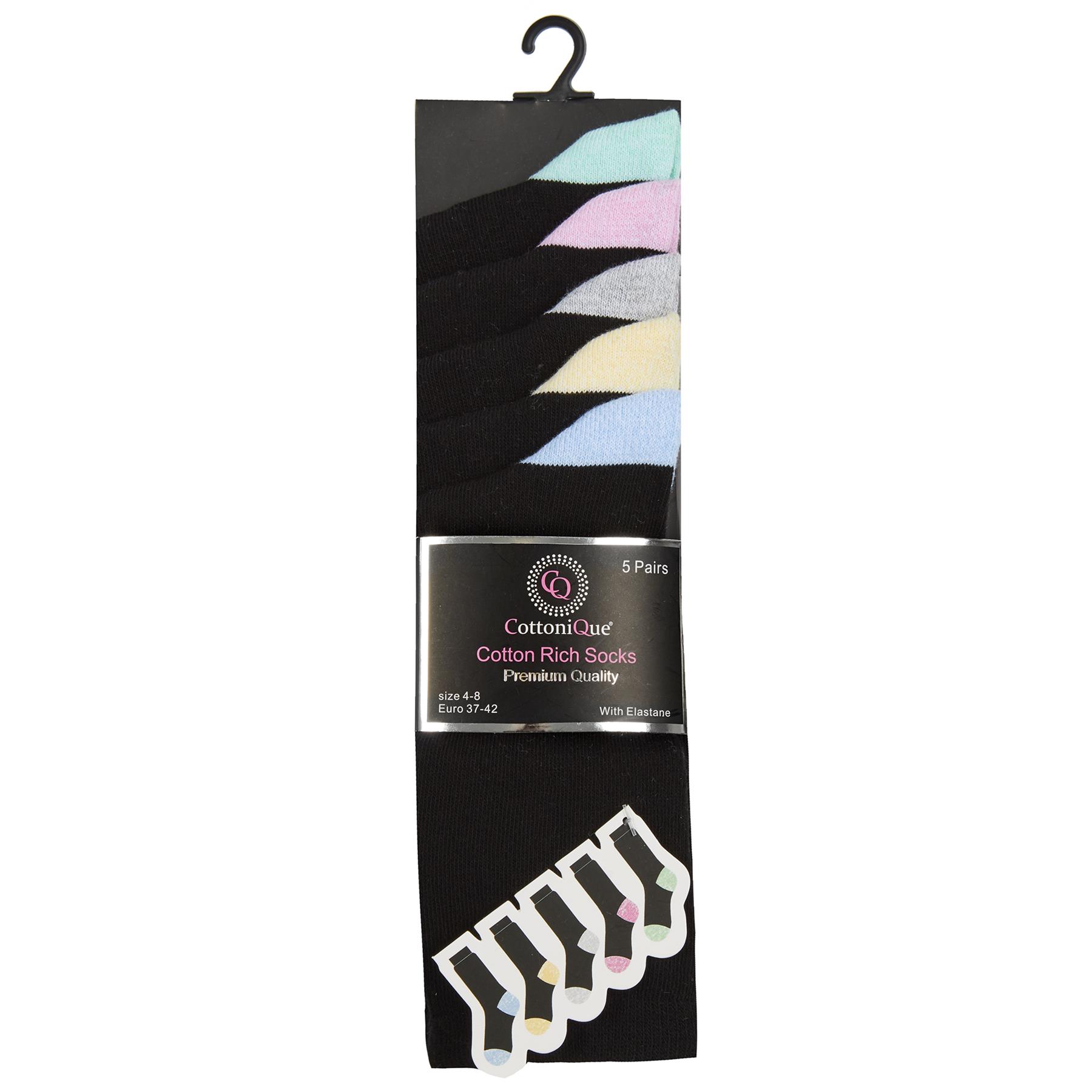 Cottonique Cotton Rich Socks Ladies Breathable Everyday Dress Sock 5 or 10 Pairs - Picture 11 of 19