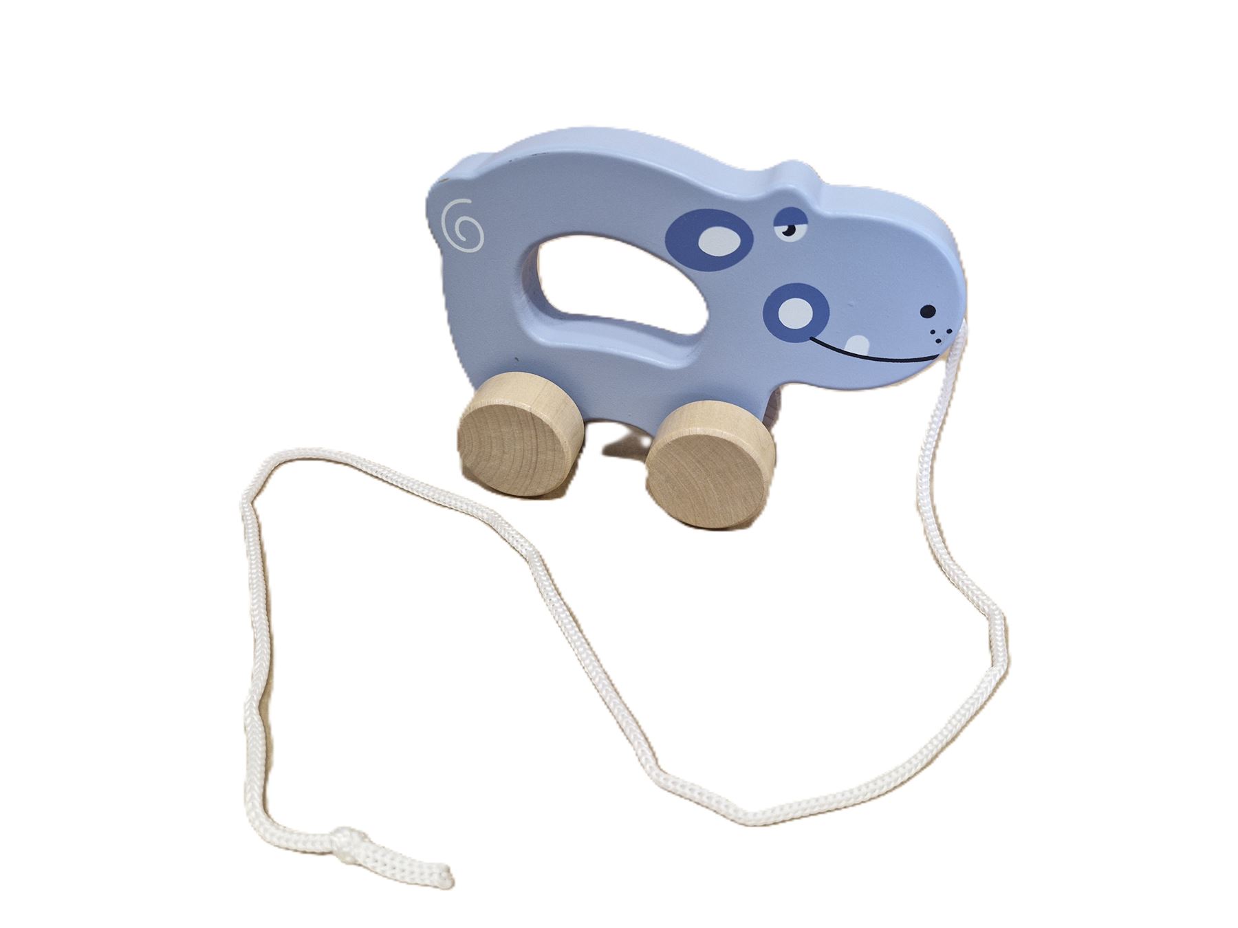 Holz Nachzieh Tier Spielzeug Nilpferd Elefant Löwe Pferd Kleinkind Baby 12m + Geschenk - Bild 3 von 5