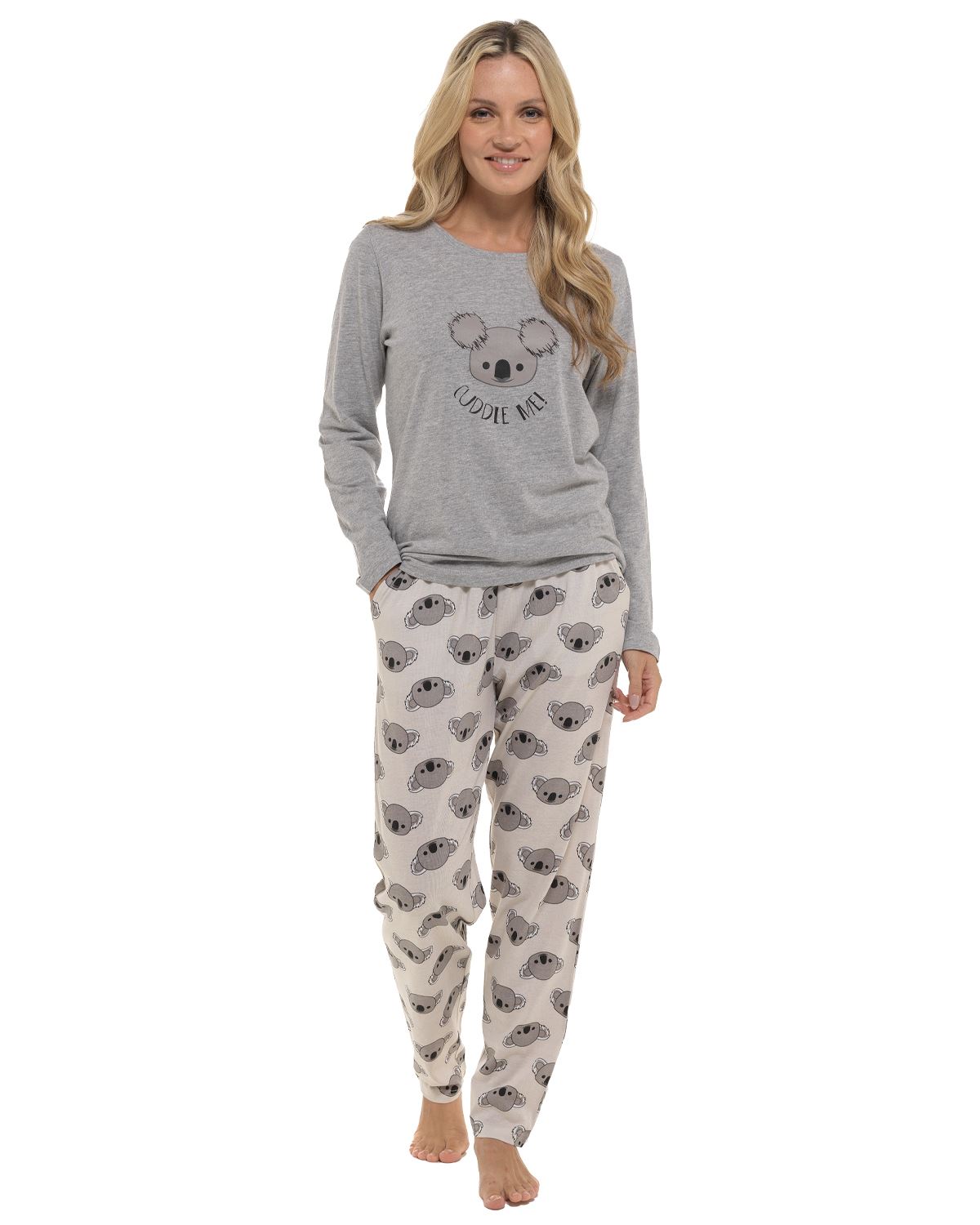 Long Jersey Pyjamas Ladies Soft Cotton Animal Print Pyjama Set Nightwear - Picture 8 of 35