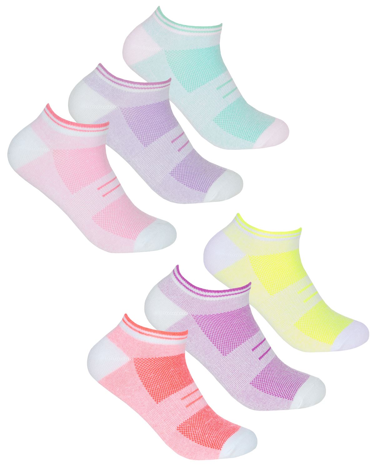 Sport Trainer Socks Ladies Cotton Rich Active Ventilation Mesh Low Cut Sock - Picture 8 of 13