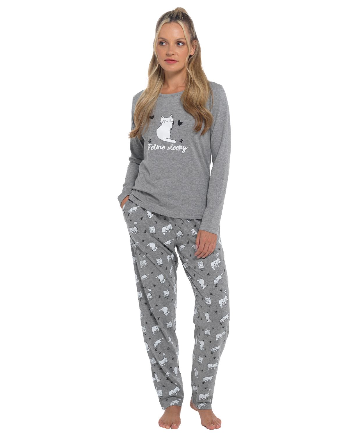 Long Jersey Pyjamas Ladies Soft Cotton Animal Print Pyjama Set Nightwear - Picture 4 of 35