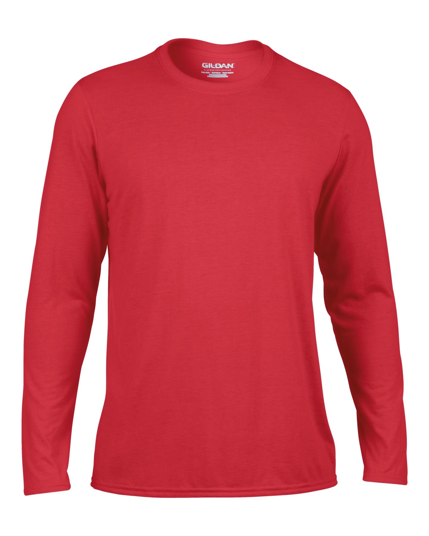 Mens Long Sleeve T-SHIRT Gildan Performance Sports Polyester Smooth Plain GD121
