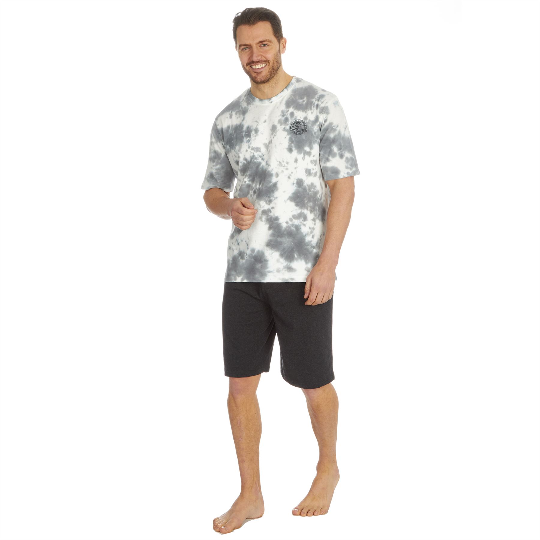 Mens Short Pyjamas Jersey Cotton Short Sleeve Pyjama Set Loose Nightwear PJs - Picture 13 of 46