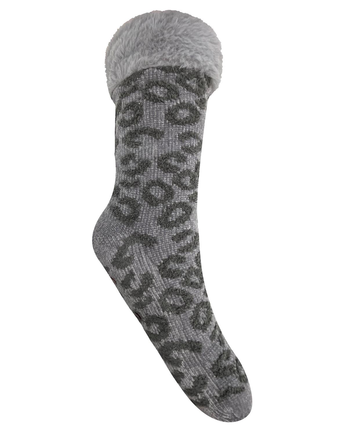 Bramble Lounge Slipper Socks Non-Slip Sherpa Lined Cosy Textured Sock - Picture 5 of 30