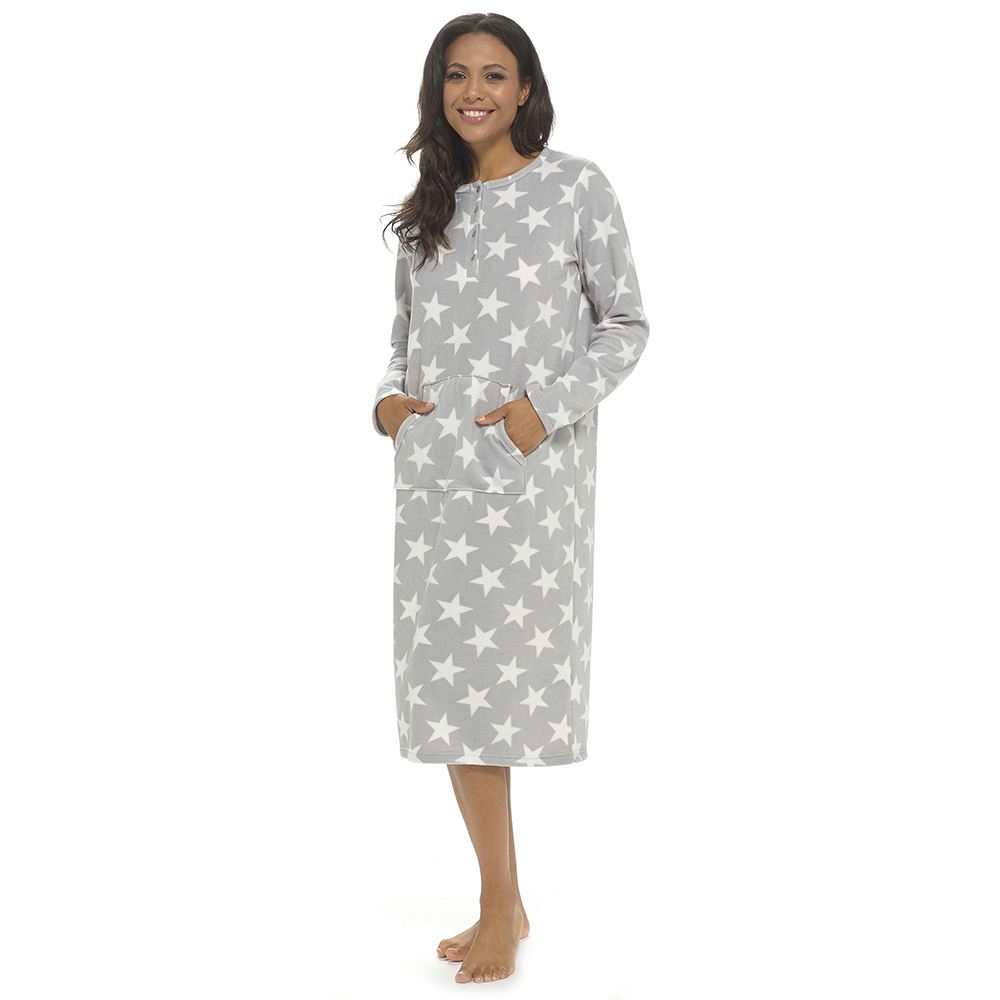 Womens Polar Fleece Nightie Ladies Long Sleeve Soft Touch Winter Nightdress - Picture 18 of 22