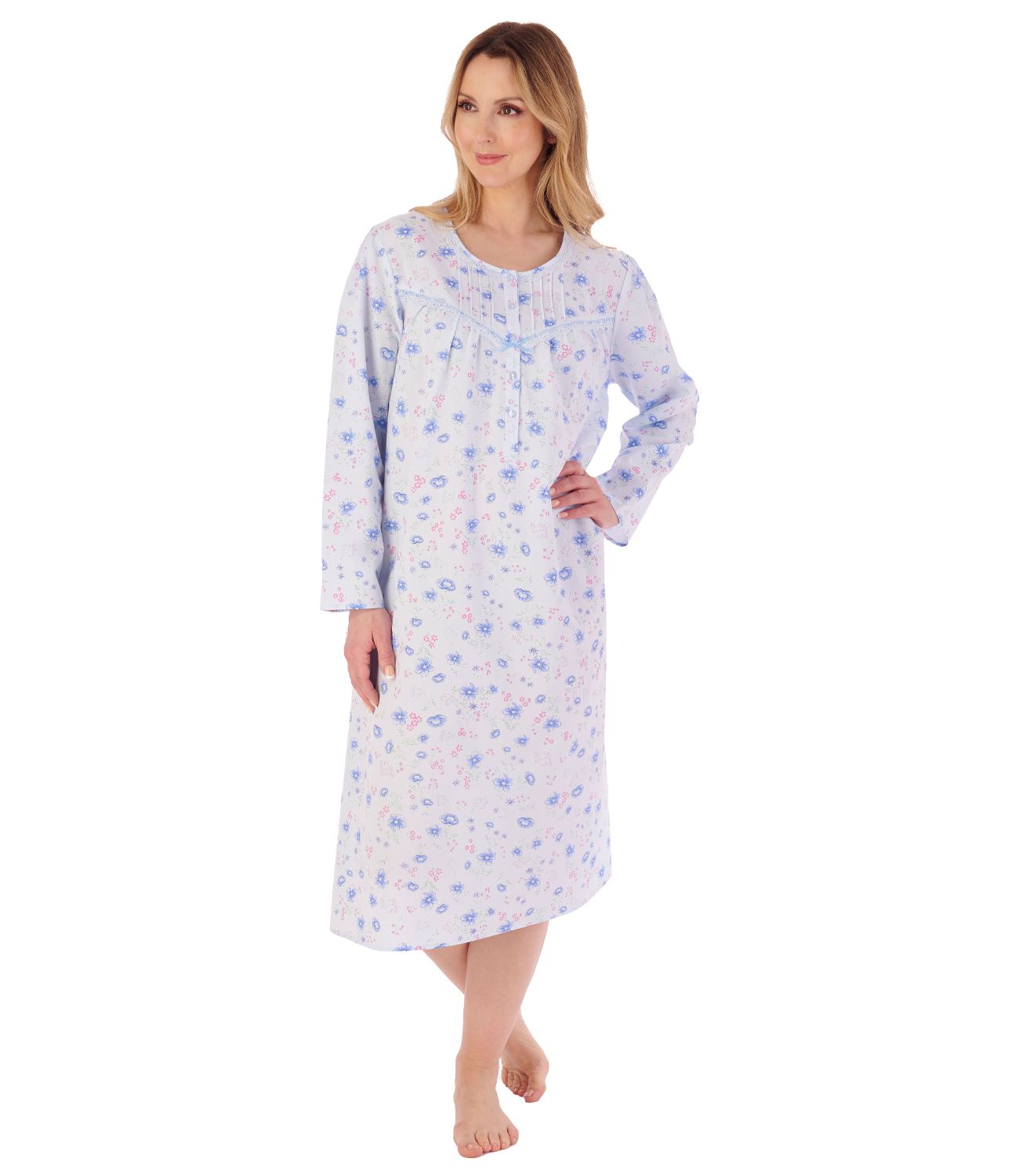 Vestido de noche Slenderella tejido algodón para damas de 45" manga larga ropa de noche - Imagen 2 de 10