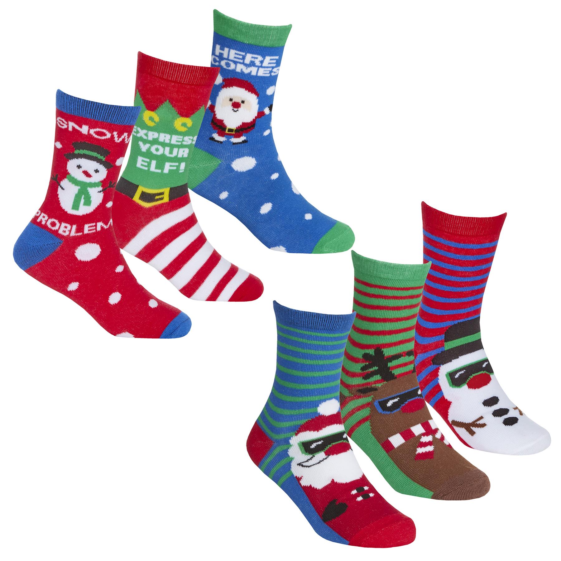 Family Christmas Socks Babies Kids Adults Cotton Rich Novelty Xmas Sock 6 Pair - Picture 7 of 35