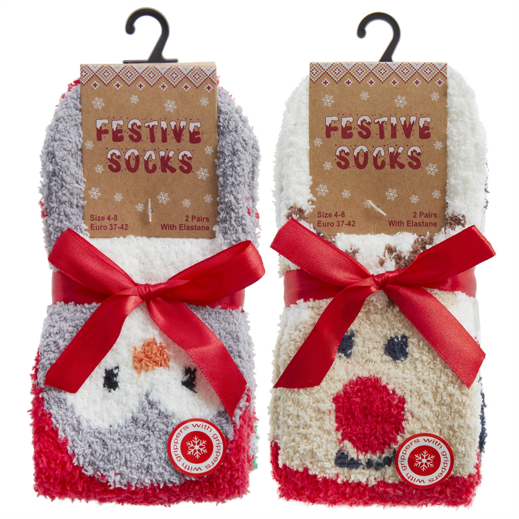 Family Christmas Slipper Socks Kids Adults Festive Fluffy Cosy Bed Sock