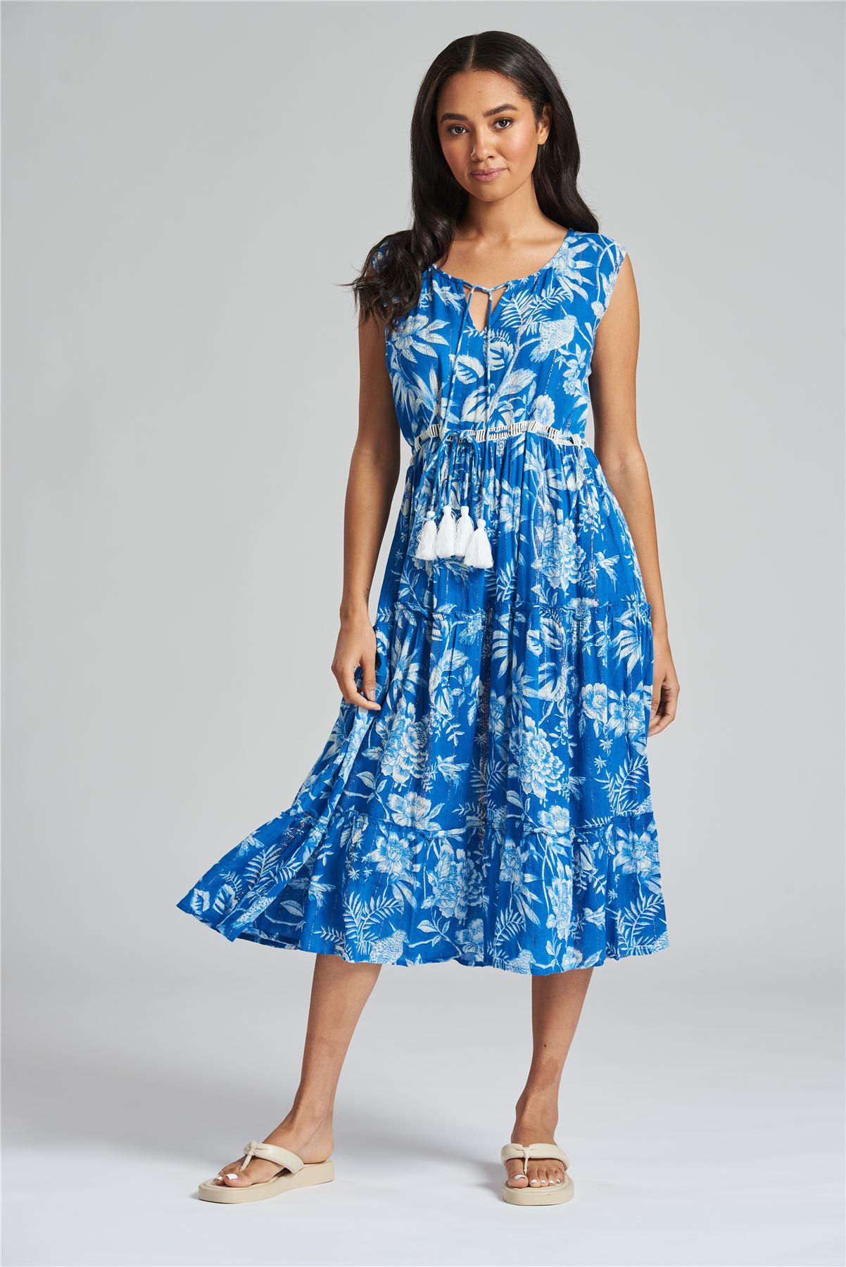 south ladies dresses South Beach Midi Dress Ladies Frill Sleeveless Summer Holiday Cover Up  Dresses