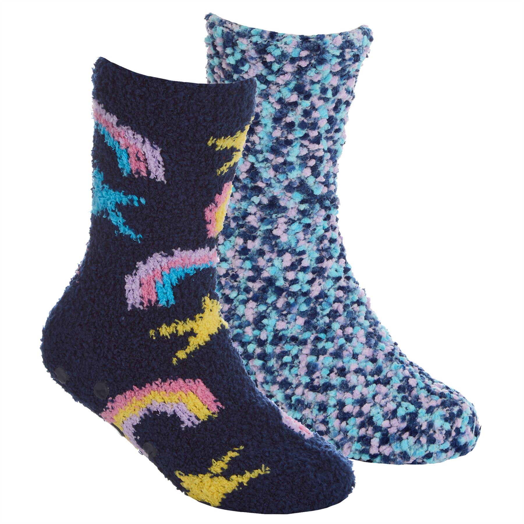 Babies Kids Fluffy Socks Cosy Warm Fuzzy Slipper Bed Sock with Grips (4 Pairs) - Picture 73 of 74