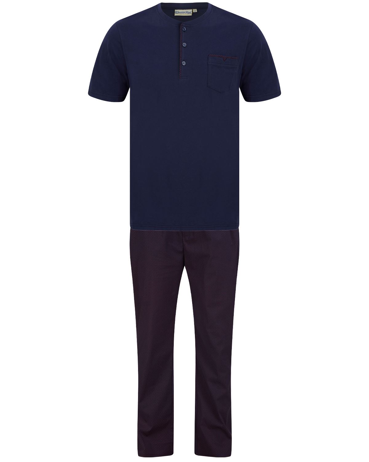 Ensemble pyjama long manches courtes riche coton Walker Reid - Photo 2 sur 4