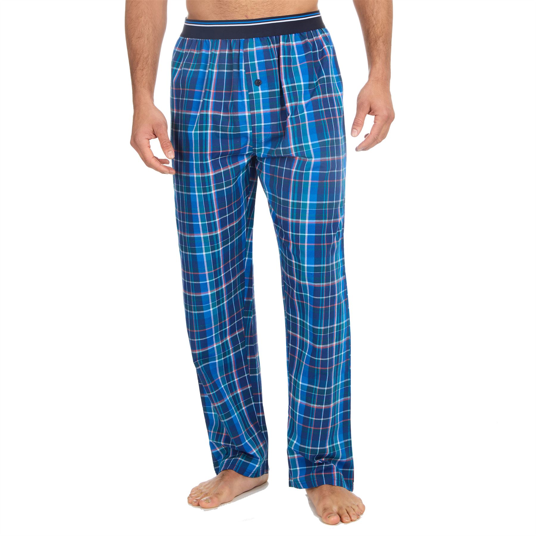 Woven Lounge Pants Mens Elasticated Waist Check Pyjama Bottoms PJs Nightwear - Picture 6 of 14