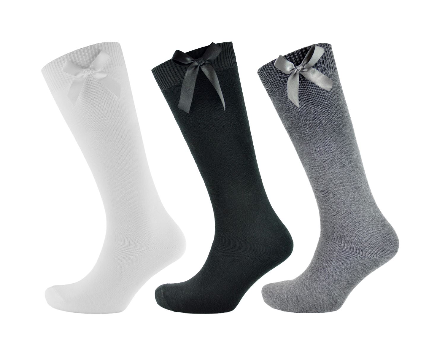 3,6 Pairs Girls White Knee High 3//4 Length Pelerine Cotton Rich School Socks